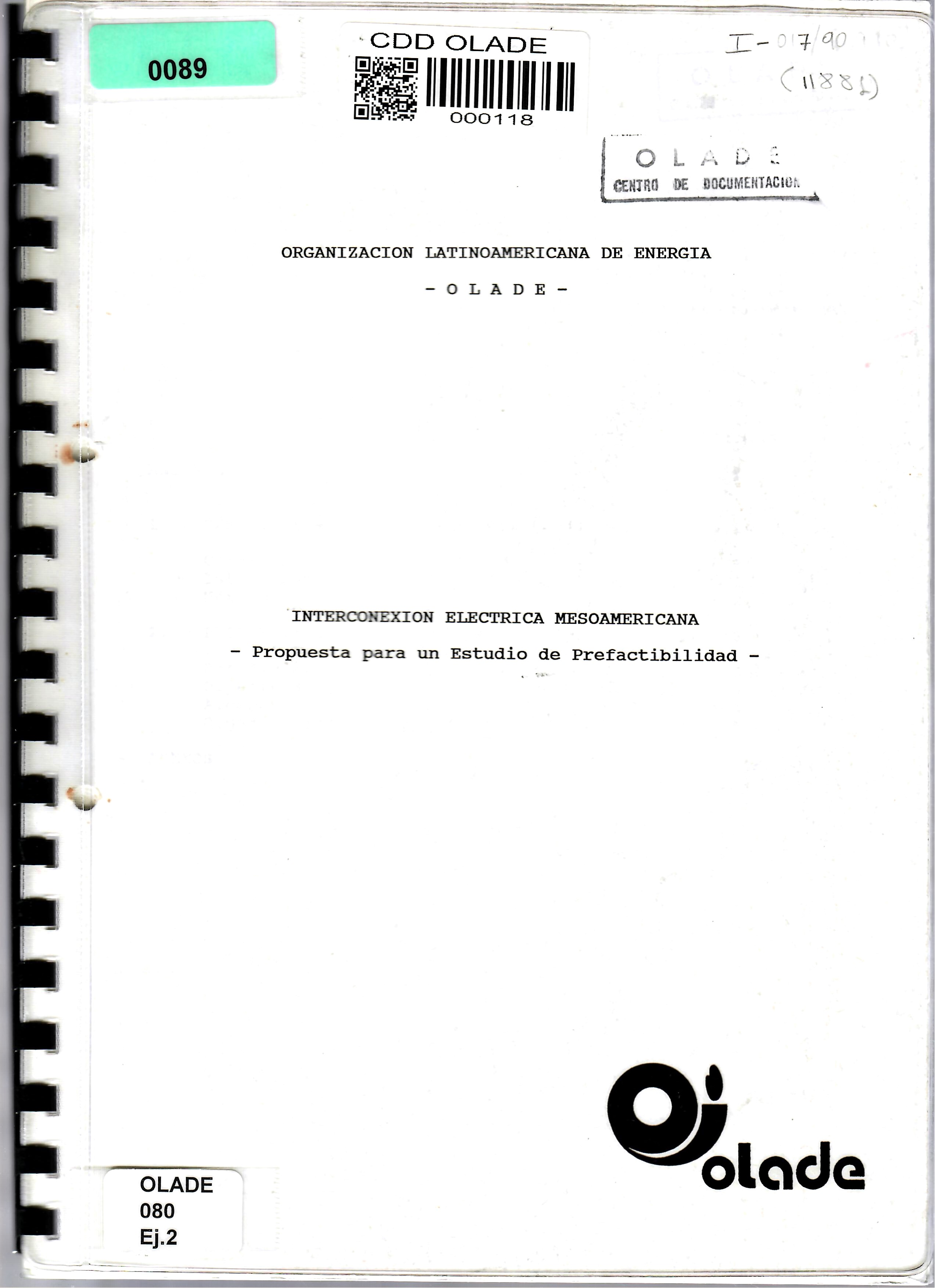 INTERCONEXION ELECTRICA MESOAMERICANA  -Propuesta para un Estudio de Prefactibilidad -