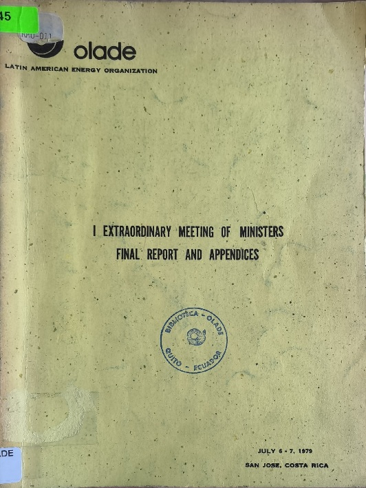 I EXTRAORDINARY MEETING OF MINISTERS
