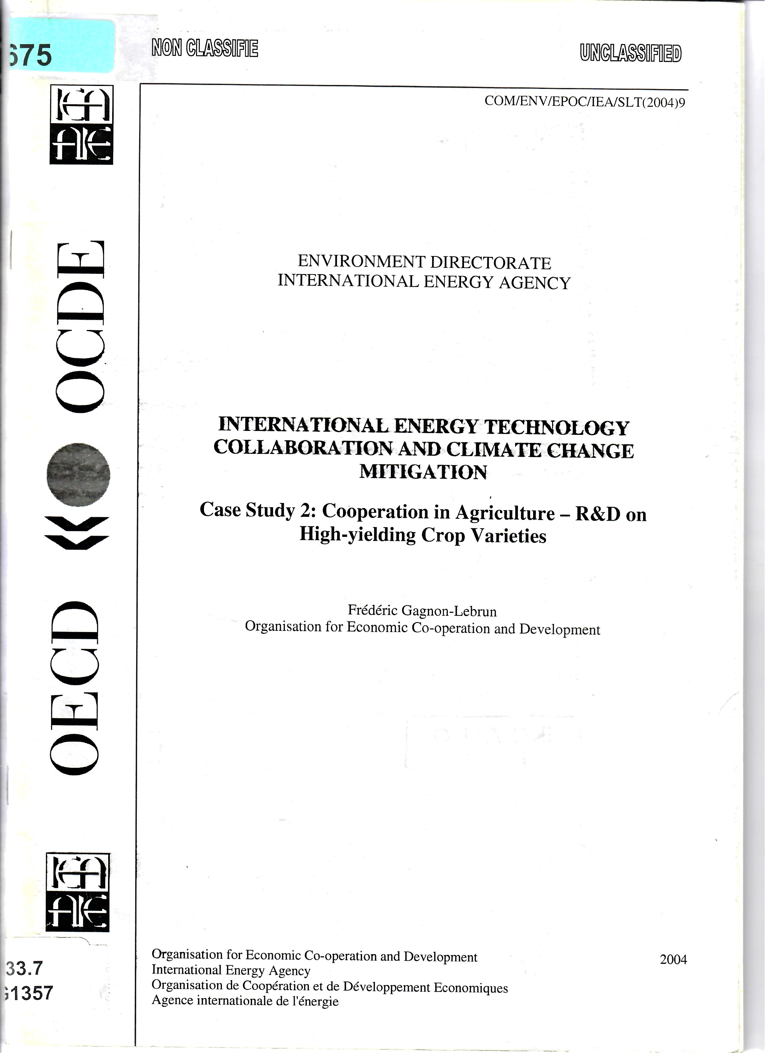 INTERNATIONAL ENERGY TECHNOLOGY COLLABORATION AND CLIMATE CHANGE MITIGATION
