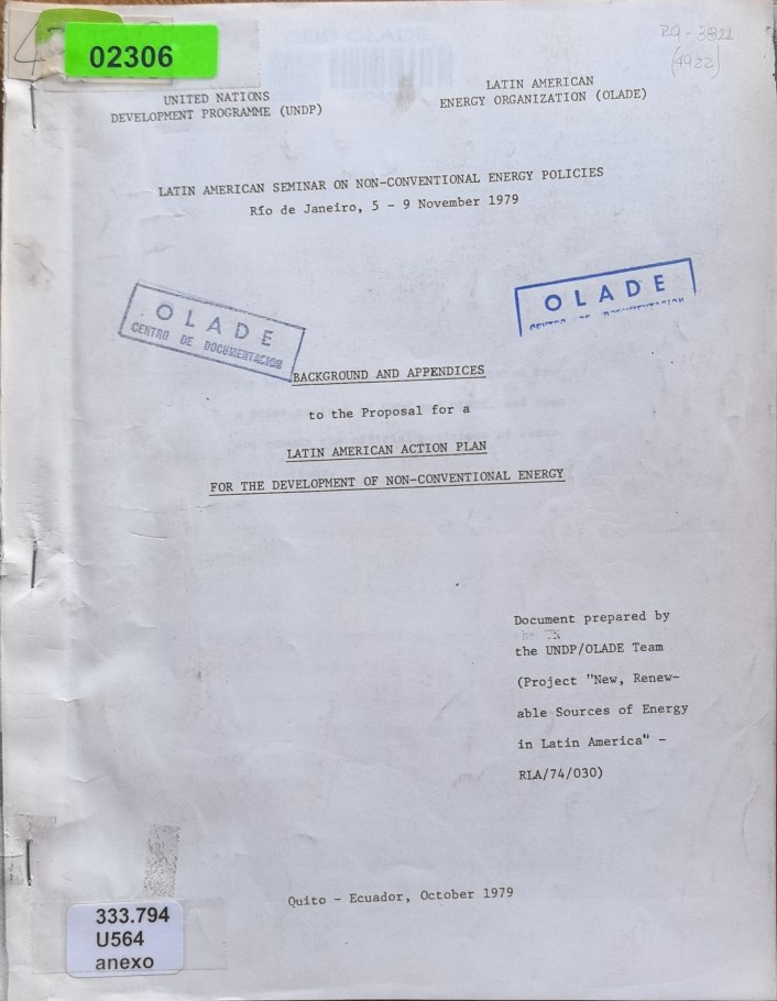 LATIN AMERICAN SEMINAR ON NON-CONVENTIONAL ENERGY POLICIES Rfo de Janeiro, 5 - 9 November 1979