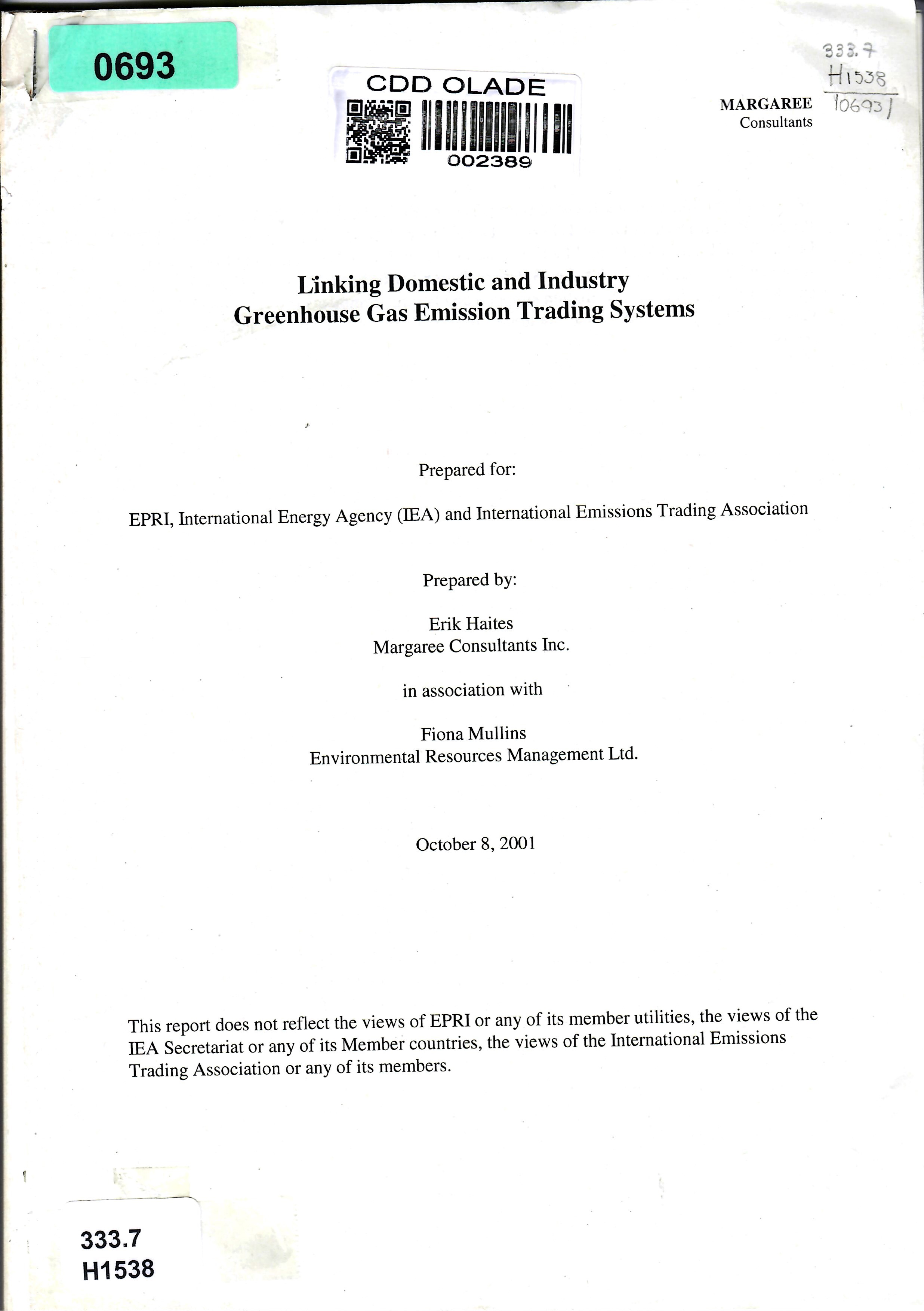Linking Domestic and Industry Greenhouse Gas Emission Trading Systems