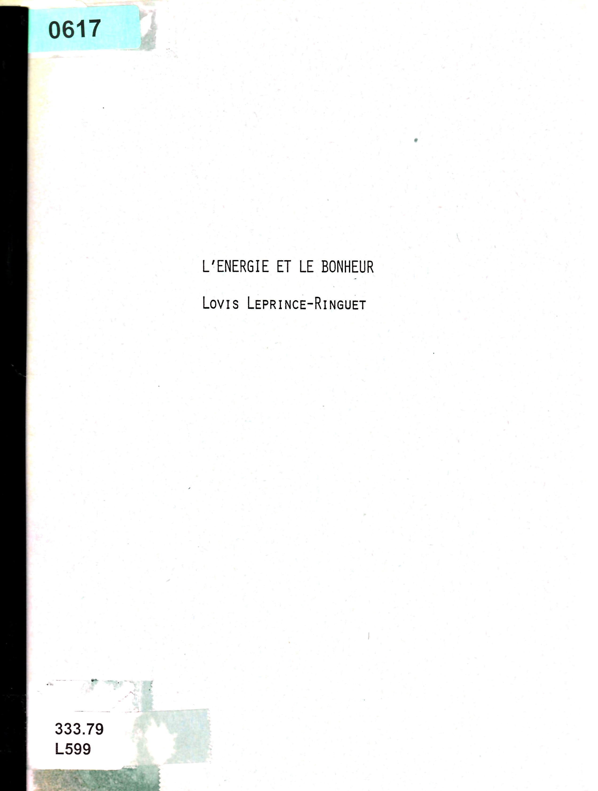 L'ENERGIE ET LE BONHEUR