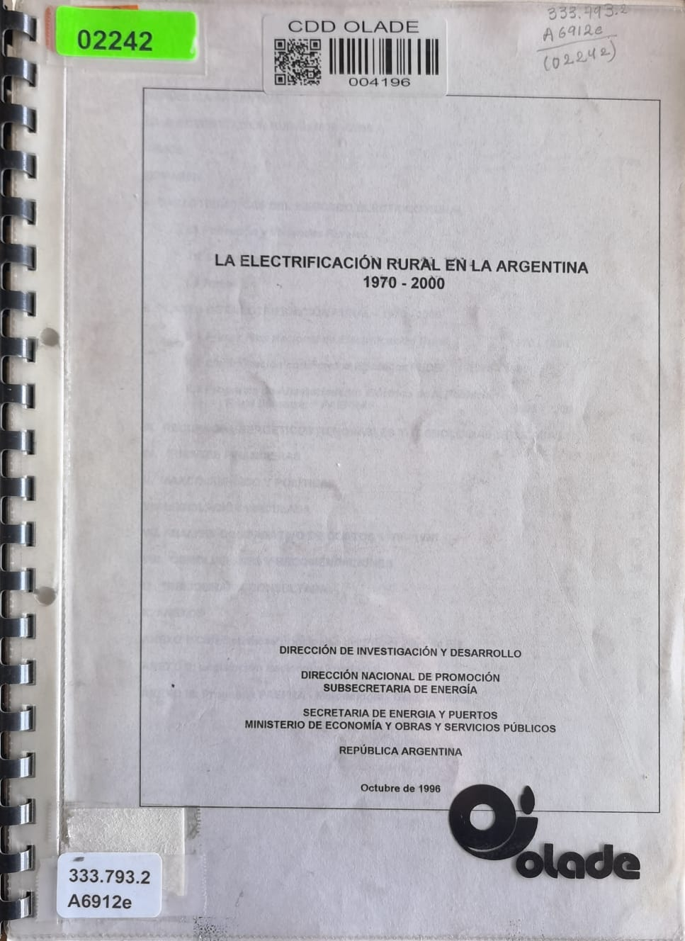 LA ELECTRIFICACIÓN RURAL EN LA ARGENTINA 1970 - 2000