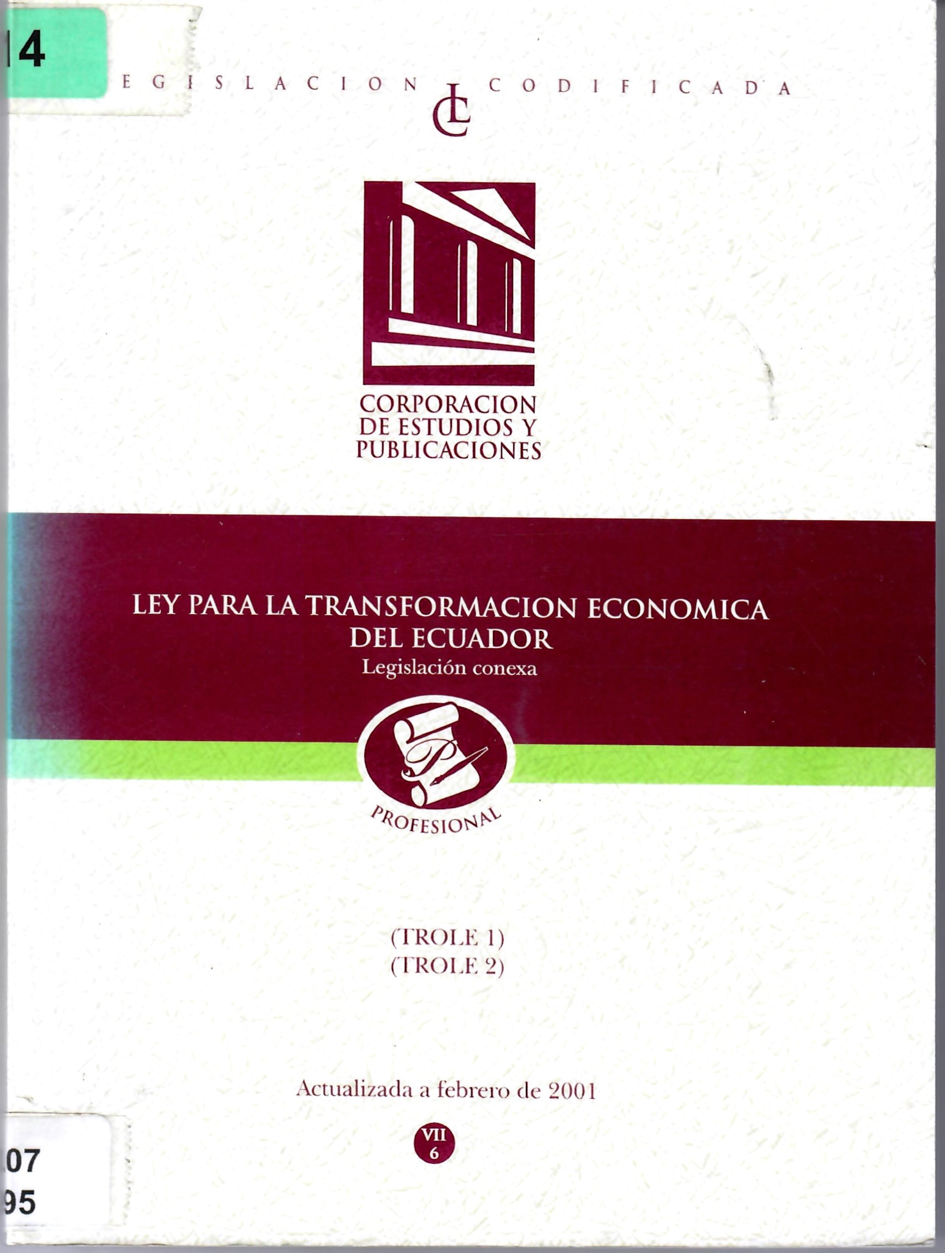 LEY PARA LA TRANSFORMACION ECONOMICA DEL ECUADOR