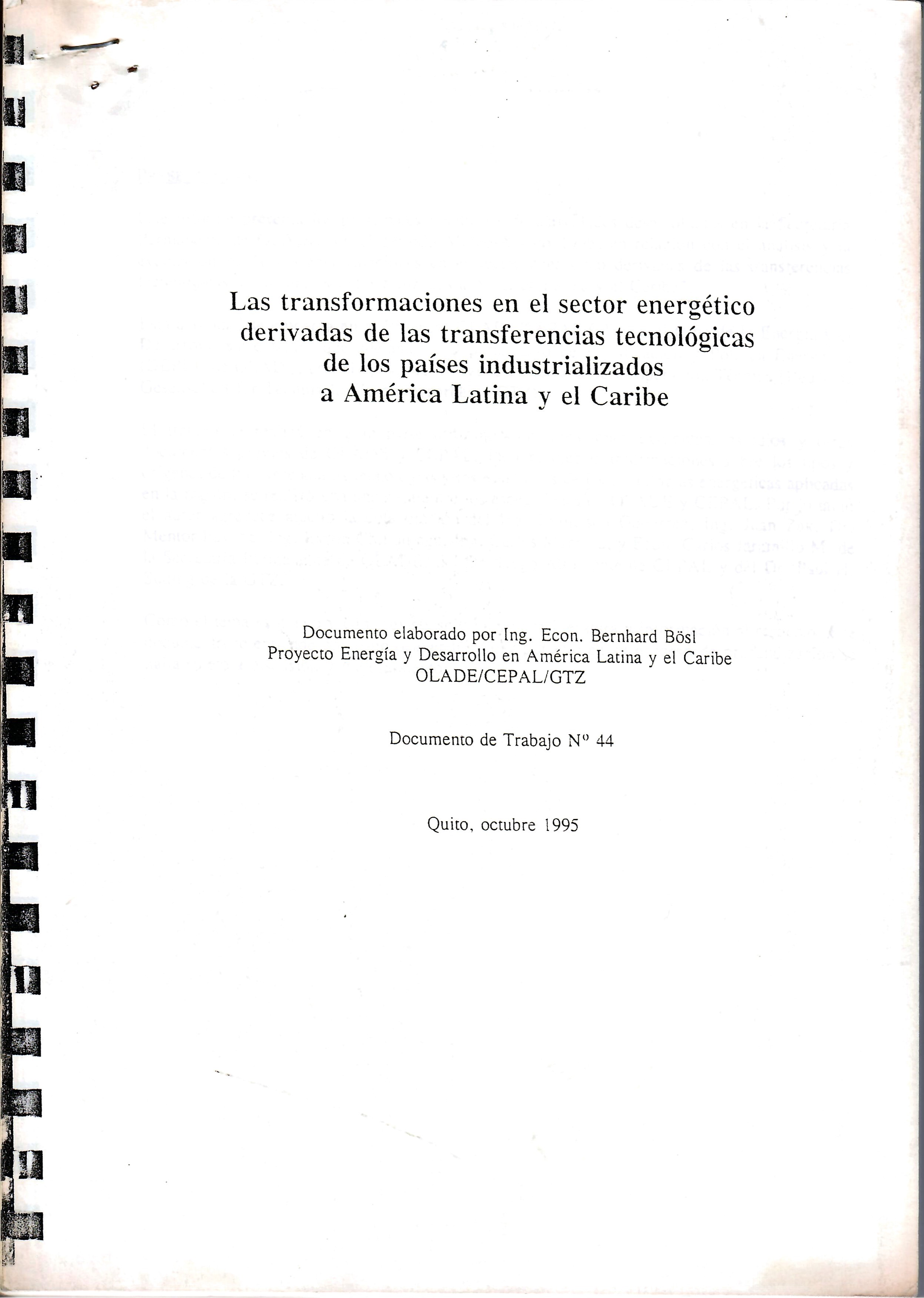 Las transformaciones en el sector energético derivadas de las transferencias tecnológicas de los países industrializados a América Latina y el Caribe