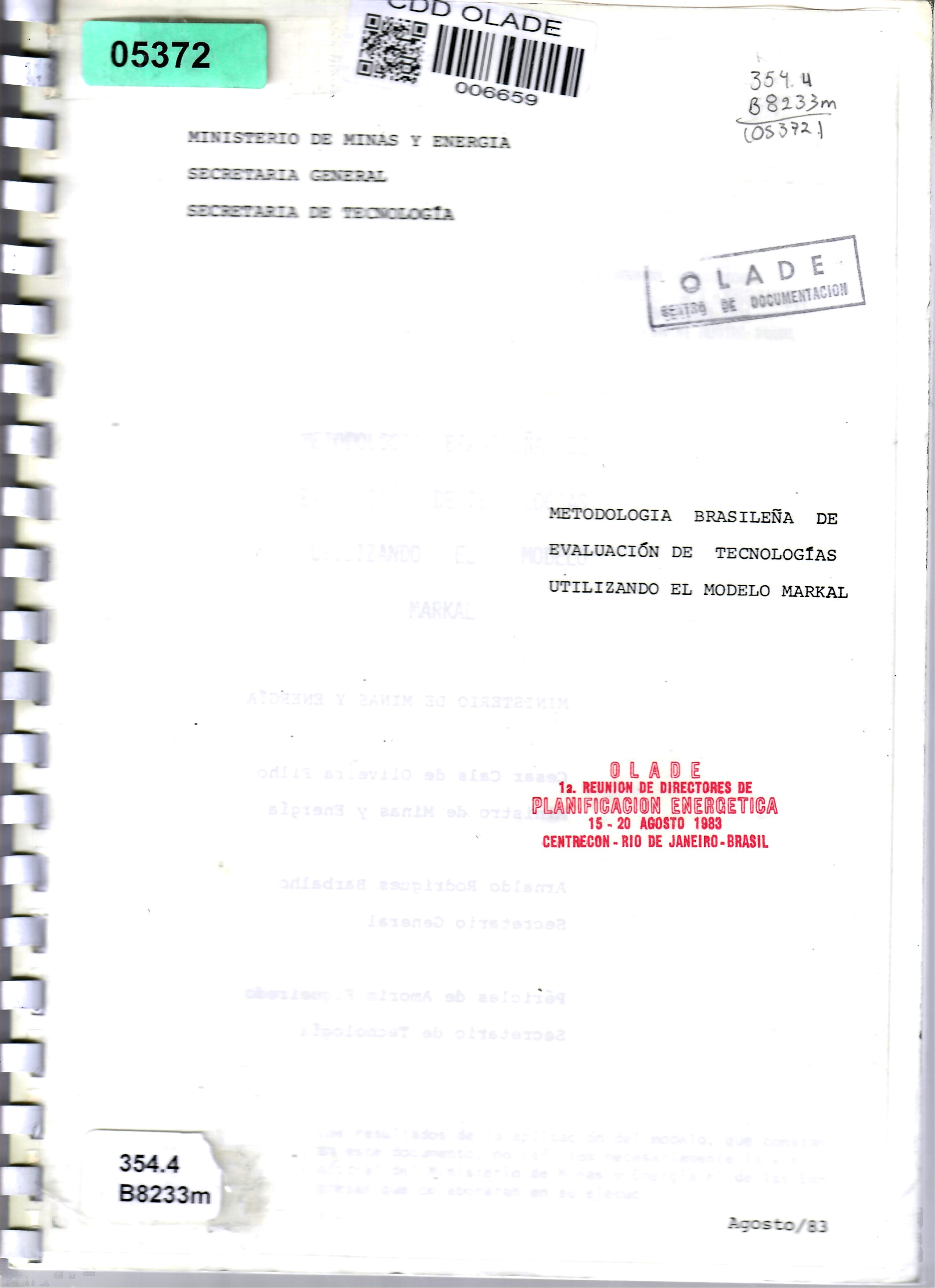 METODOLOGIA BRASILEÑA DE EVALUACION DE TECNOLOGIAS UTILIZANDO EL MODELO MARKAL