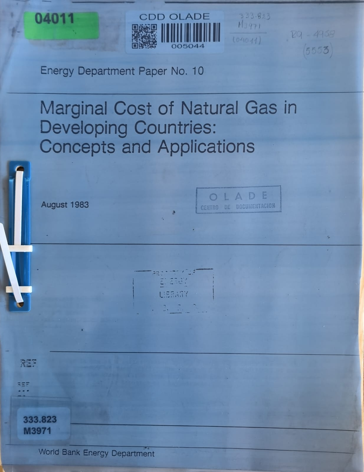 Marginal Cost of Natural Gas in Developing Countries: Concepts and Applications
