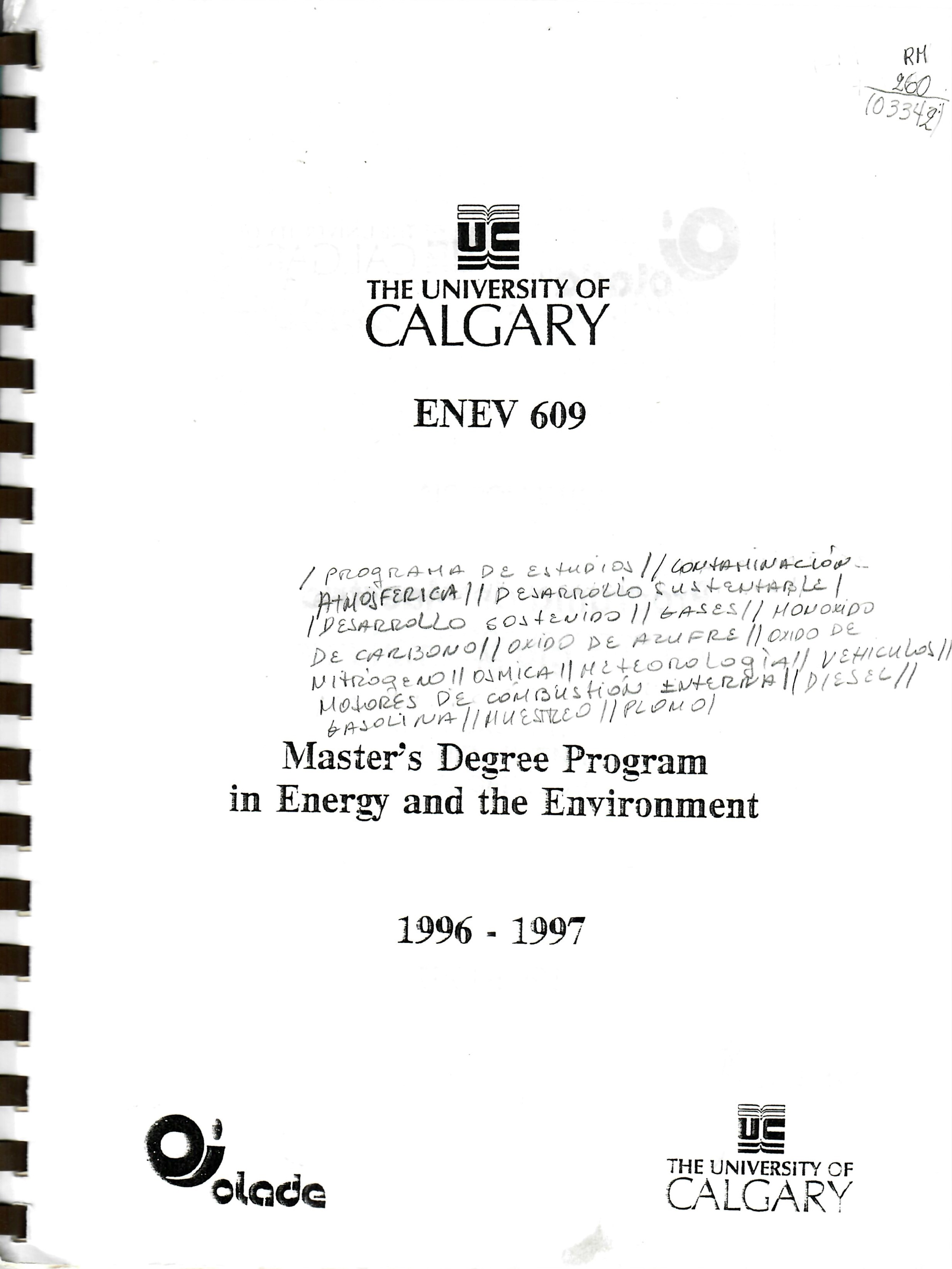 Master's Degree Program in Energy and the Environment 1996 - 1997