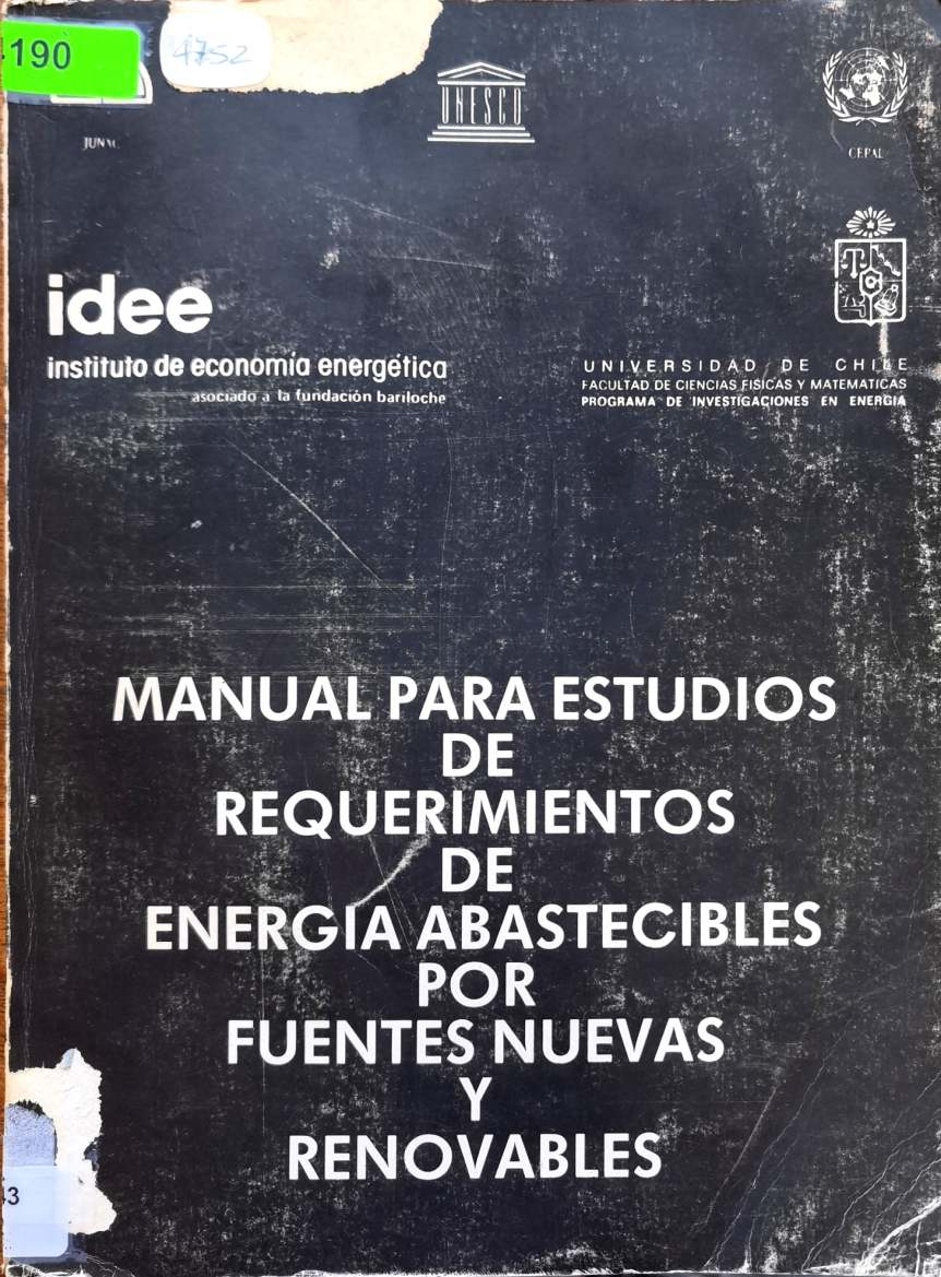 MANUAL PARA ESTUDIOS DE REQUERIMIENTOS DE ENERGIA ABASTECIBLES POR FUENTES NUEVAS Y RENOVABLES