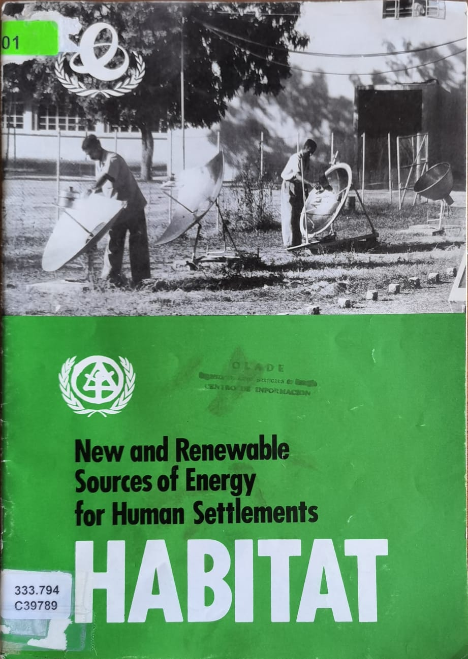 New and Renewable Sources of Energy for Human Settlements