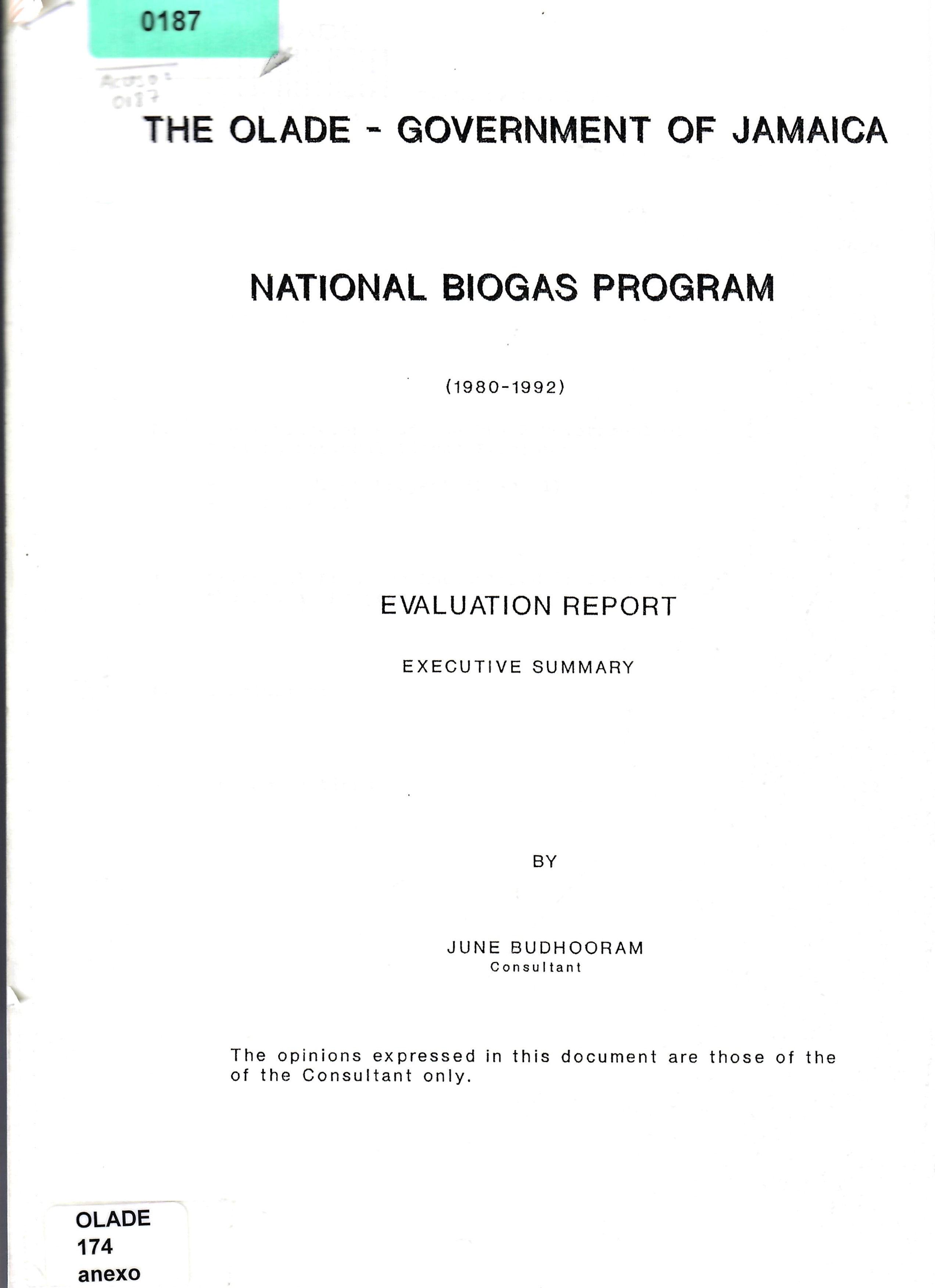 NATIONAL BIOGAS PROGRAM EVALUATION REPORT EXECUTIVE SUMMARY