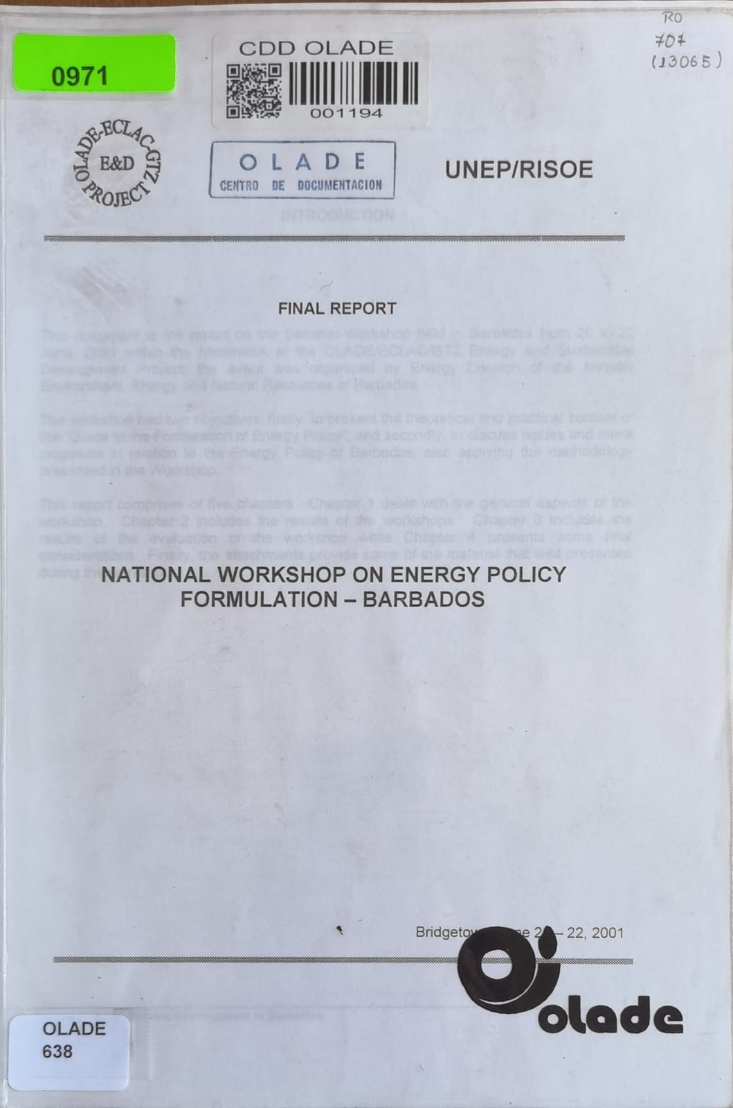 NATIONAL WORKSHOP ON ENERGY POLICY FORMULATION - BARBADOS
