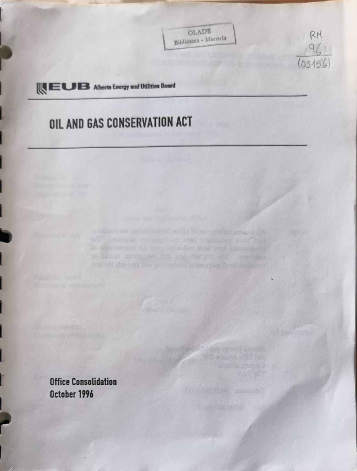 OIL AND GAS CONSERVATION ACT