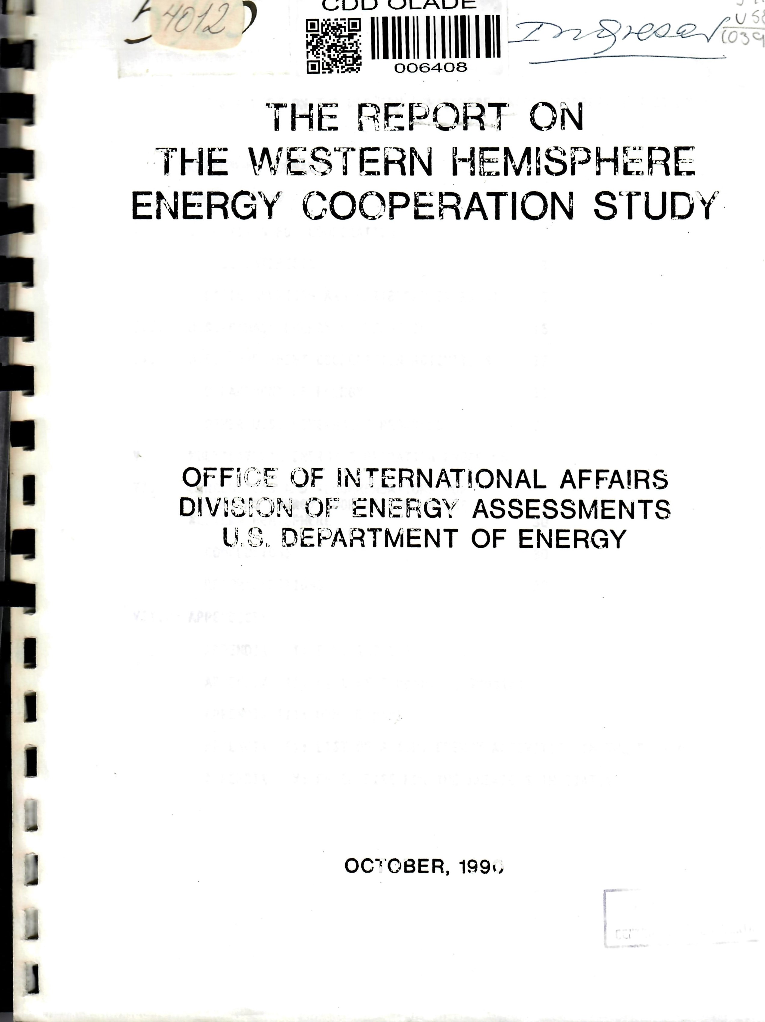 OFFICE OF INTERNATIONAL AFFAIRS DIVISION OF ENERGY ASSESSMENTS