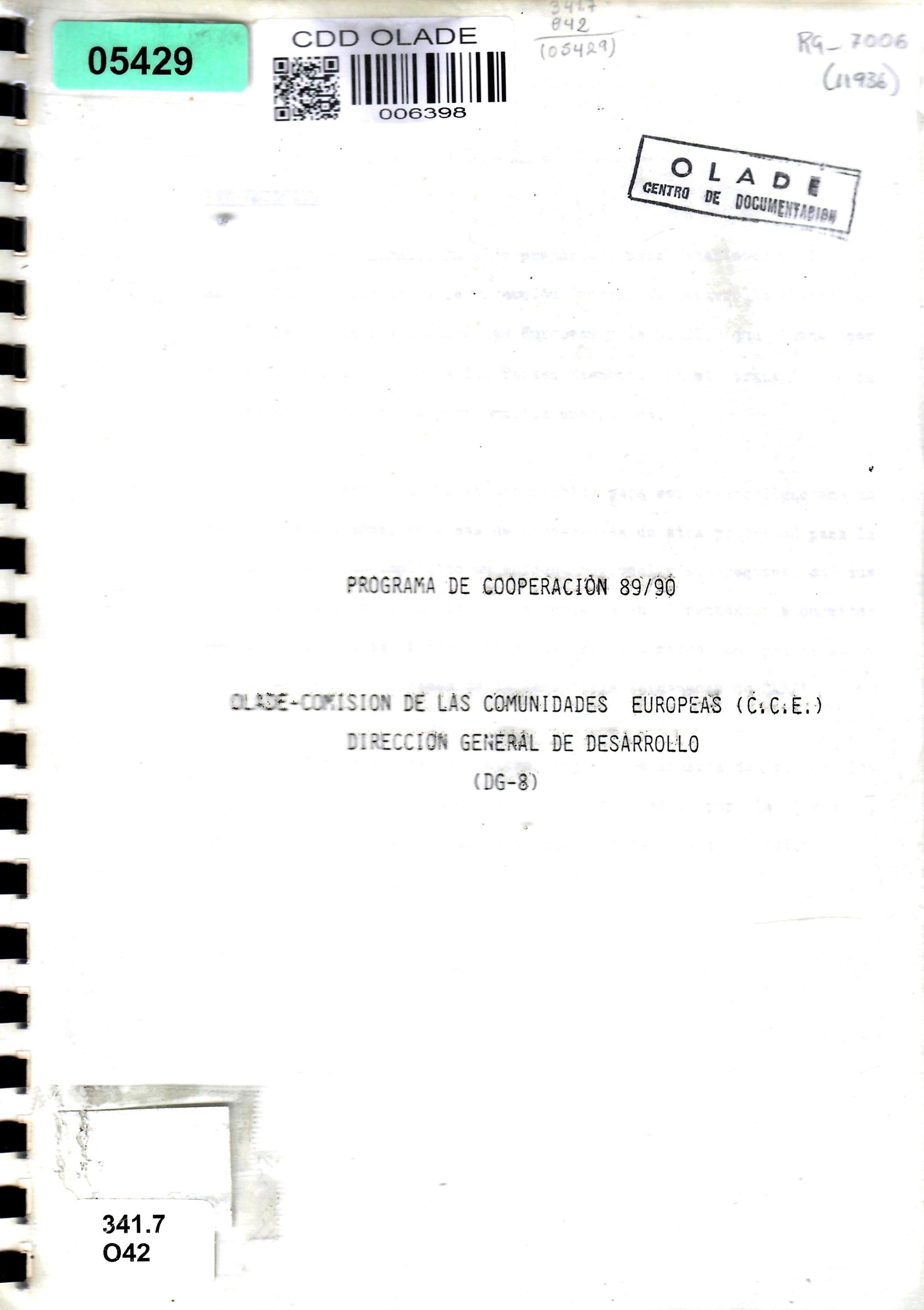 PROGRAMA DE COOPERACION 89/90