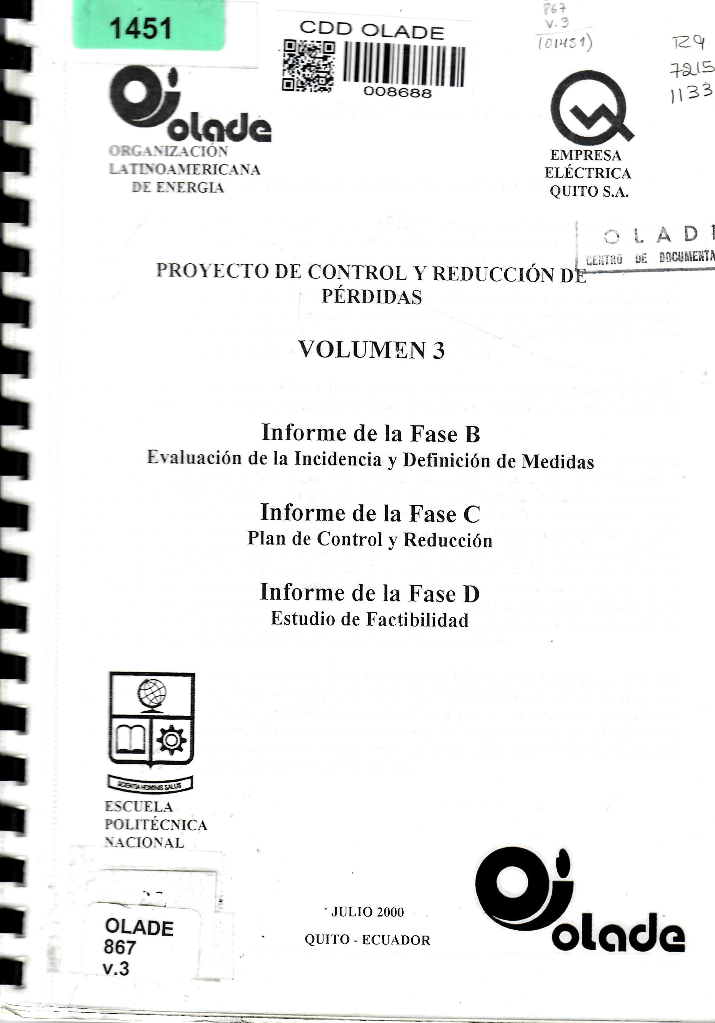 PROYECTO DE CONTROL Y REDUCCIÓN DE PÉRDIDAS VOLUMEN 3