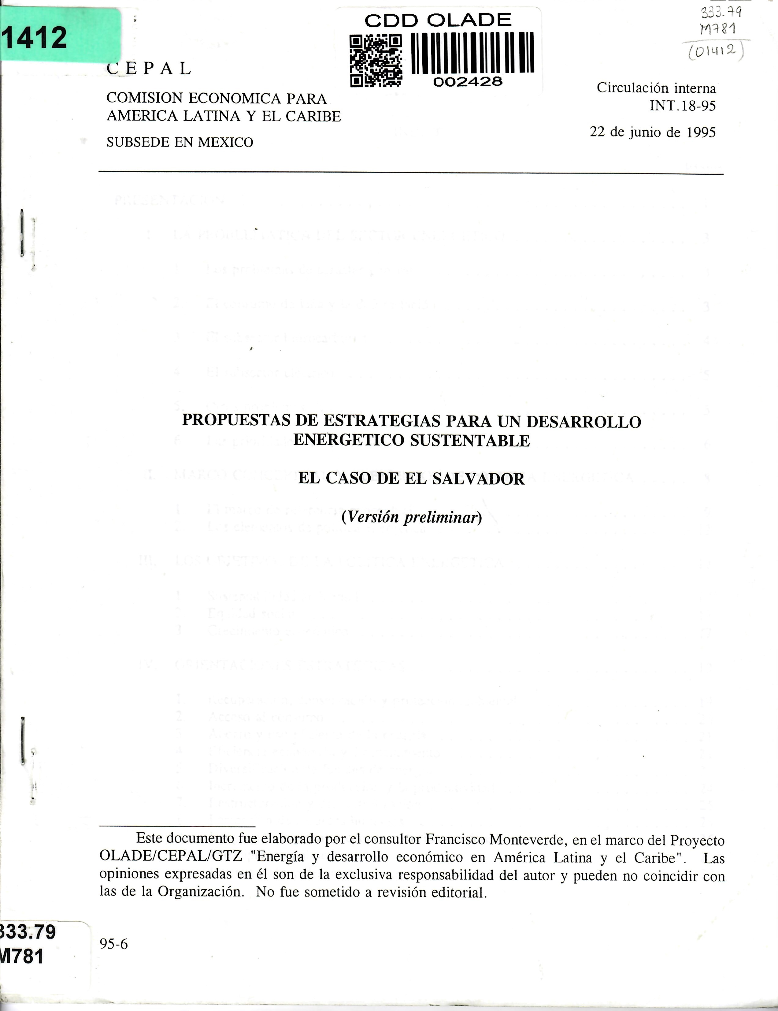 PROPUESTAS DE ESTRATEGIAS PARA UN DESARROLLO ENERGETICO SUSTENTABLE EL CASO DE EL SALVADOR