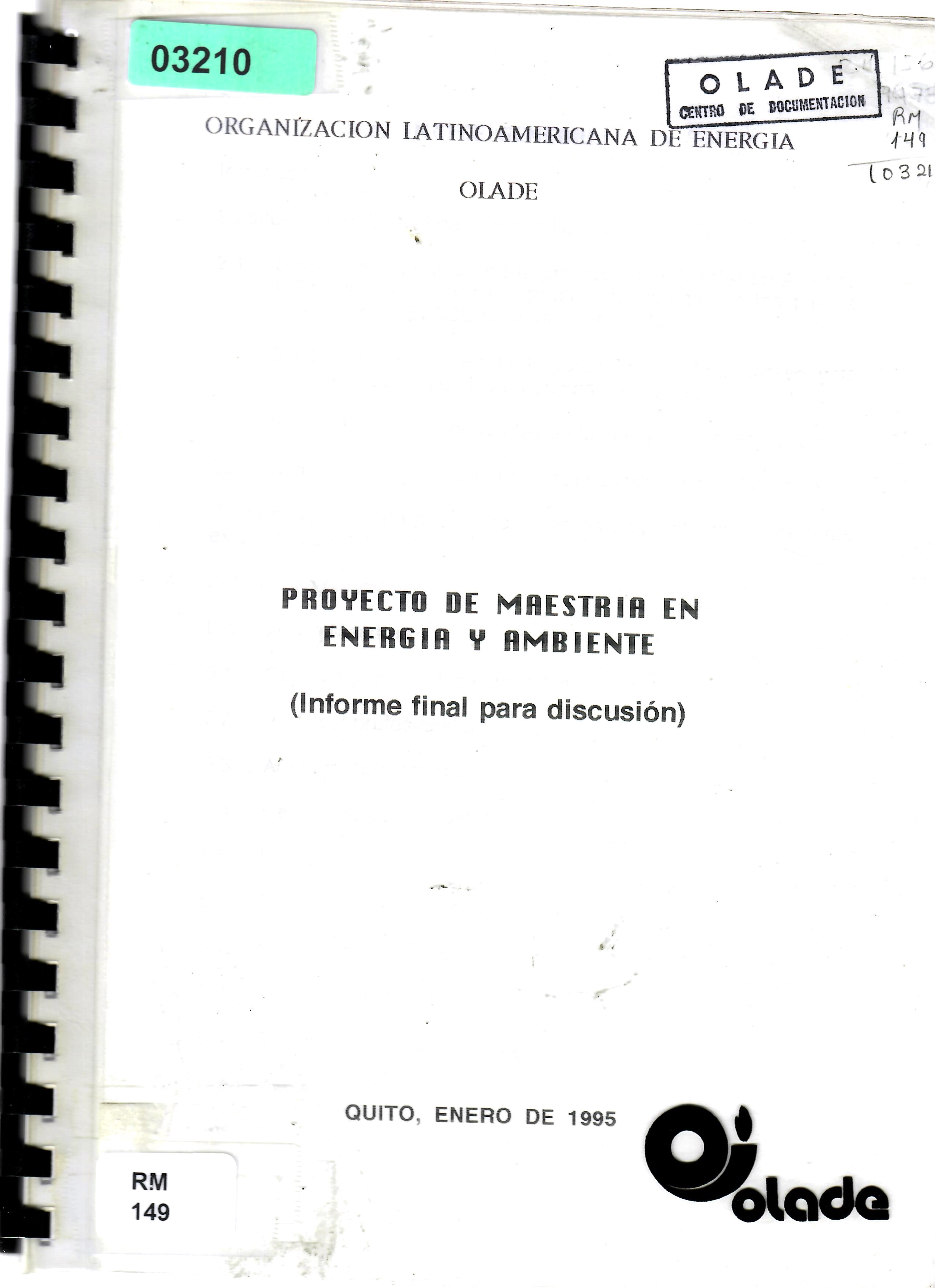PROYECTO DE MAESTRIA EN ENERGIA Y AMBIENTE (Informe final para discusión)