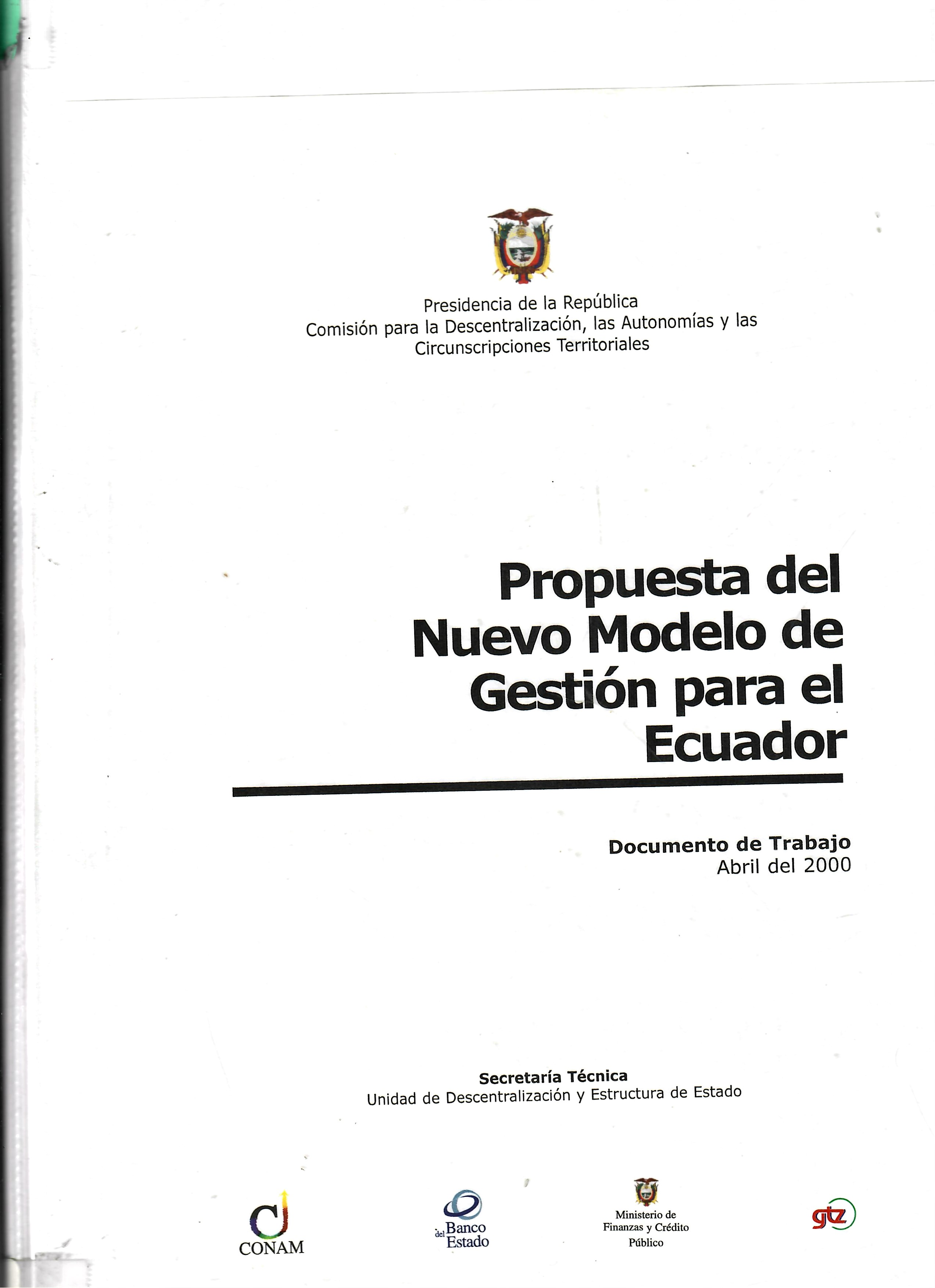 Propuesta del Nuevo Modelo de Gestión para el Ecuador