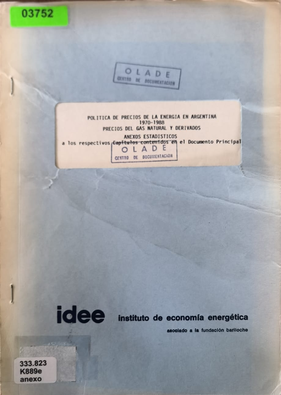 POLITICA DE PRECIOS DE LA ENERGIA EN ARGENTINA 1970-1988 PRECIOS DEL GAS NATURAL Y DERIVADOS