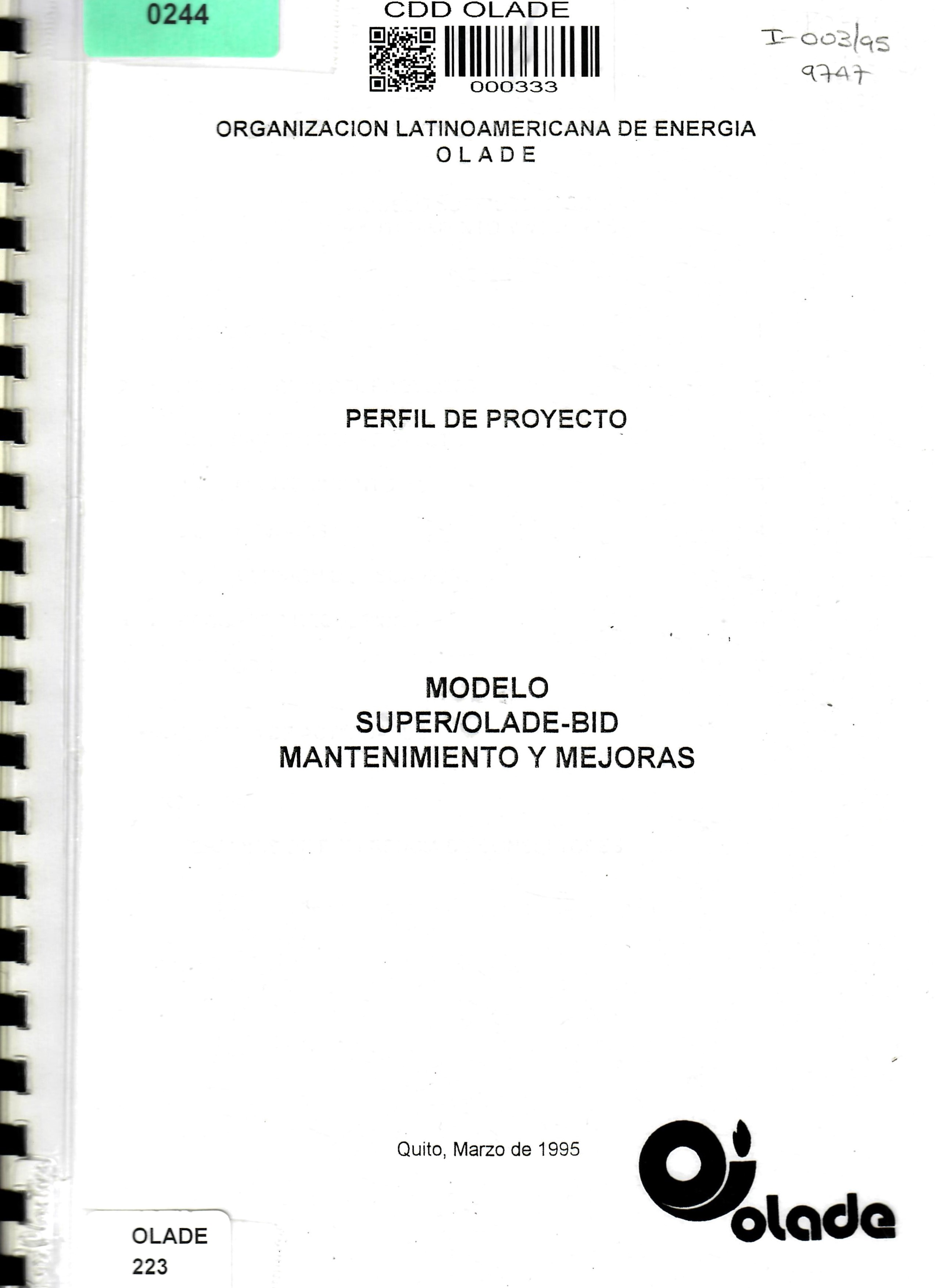 PERFIL DE PROYECTO MODELO SUPER/OLADE-BID MANTENIMIENTO Y MEJORAS