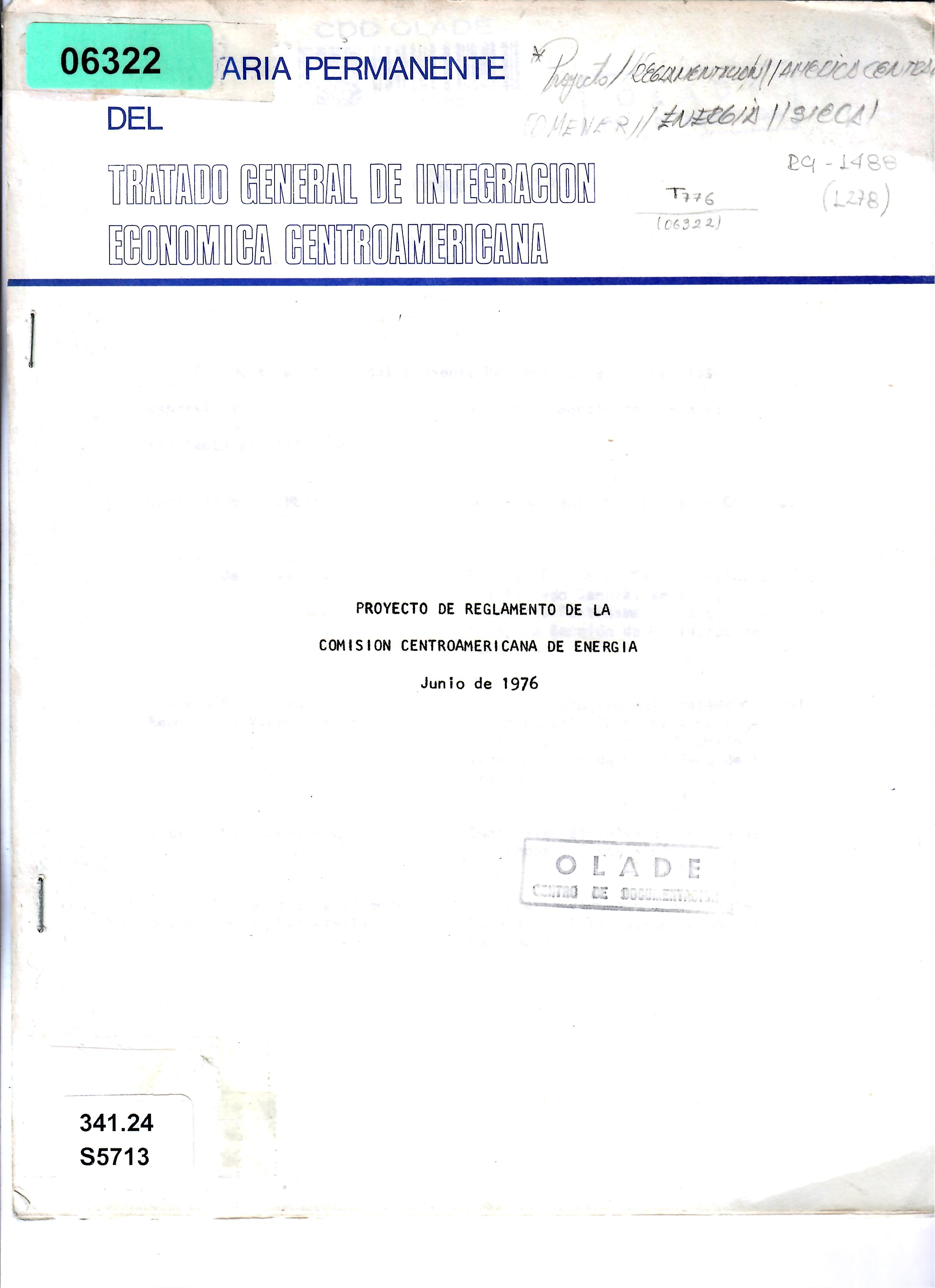 PROYECTO DE REGLAMENTO DE LA COMISION CENTROAMERICANA DE ENERGIA
