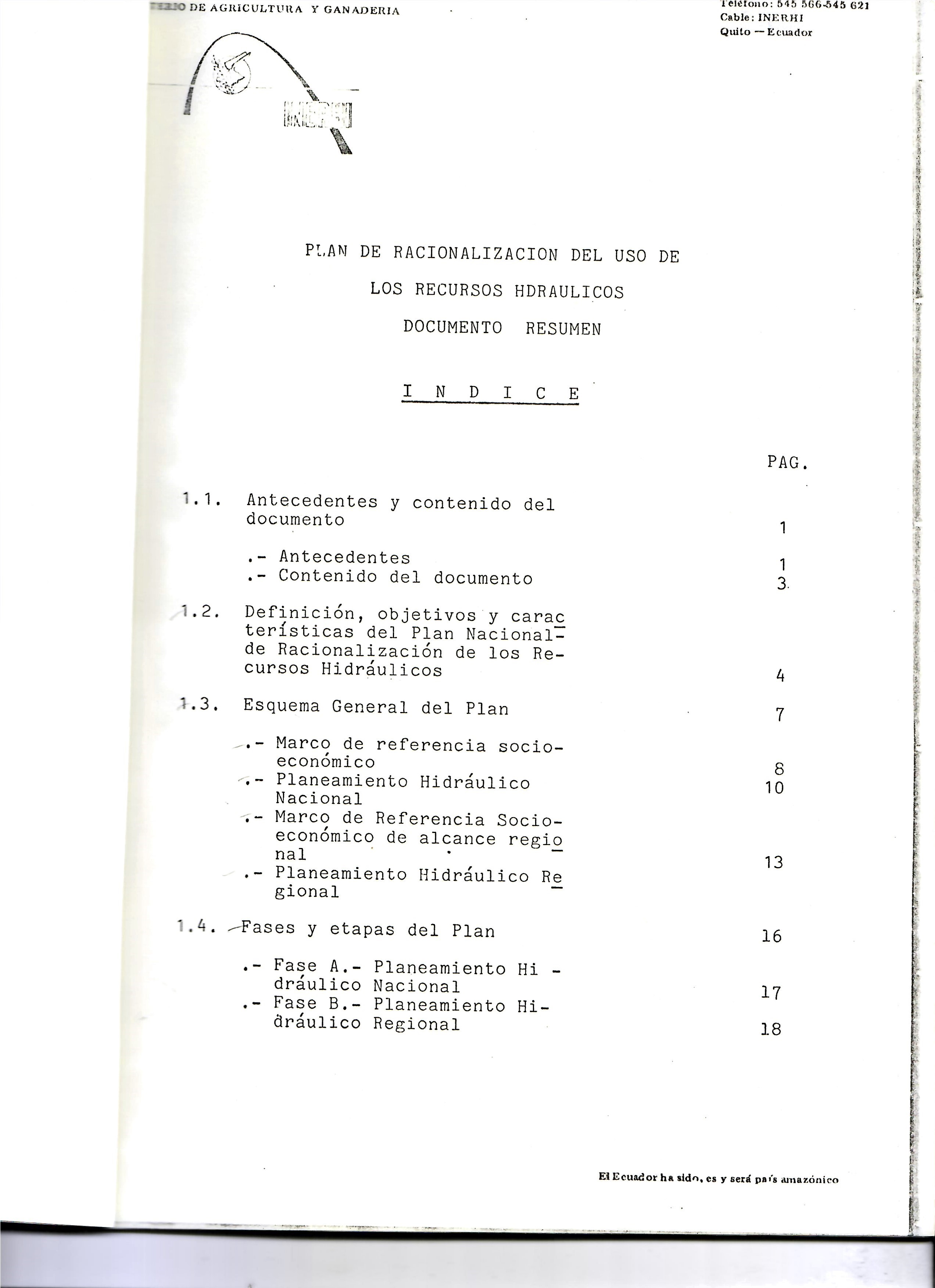 PLAN DE RACIONALIZACION DEL USO DE LOS RECURSOS HDRAULICOS