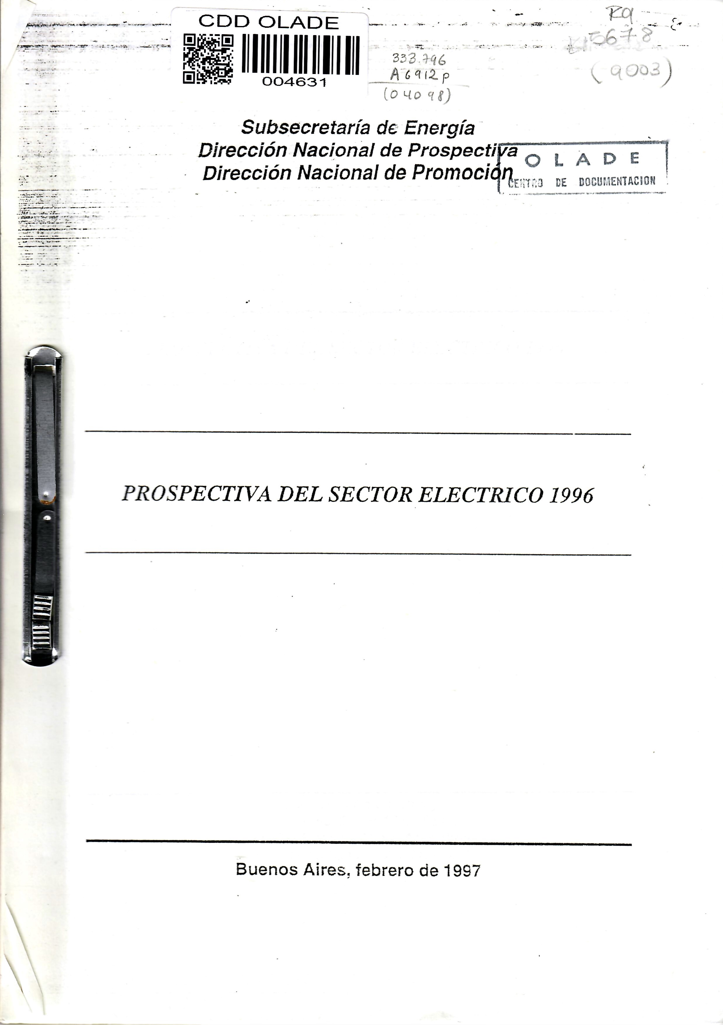 PROSPECTIVA DEL SECTOR ELECTRICO 1996