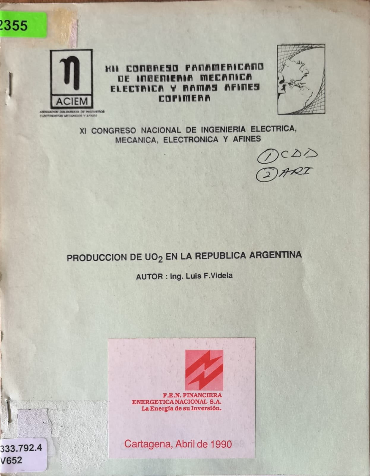 PRODUCCION DE UO2 EN LA REPUBLICA ARGENTINA