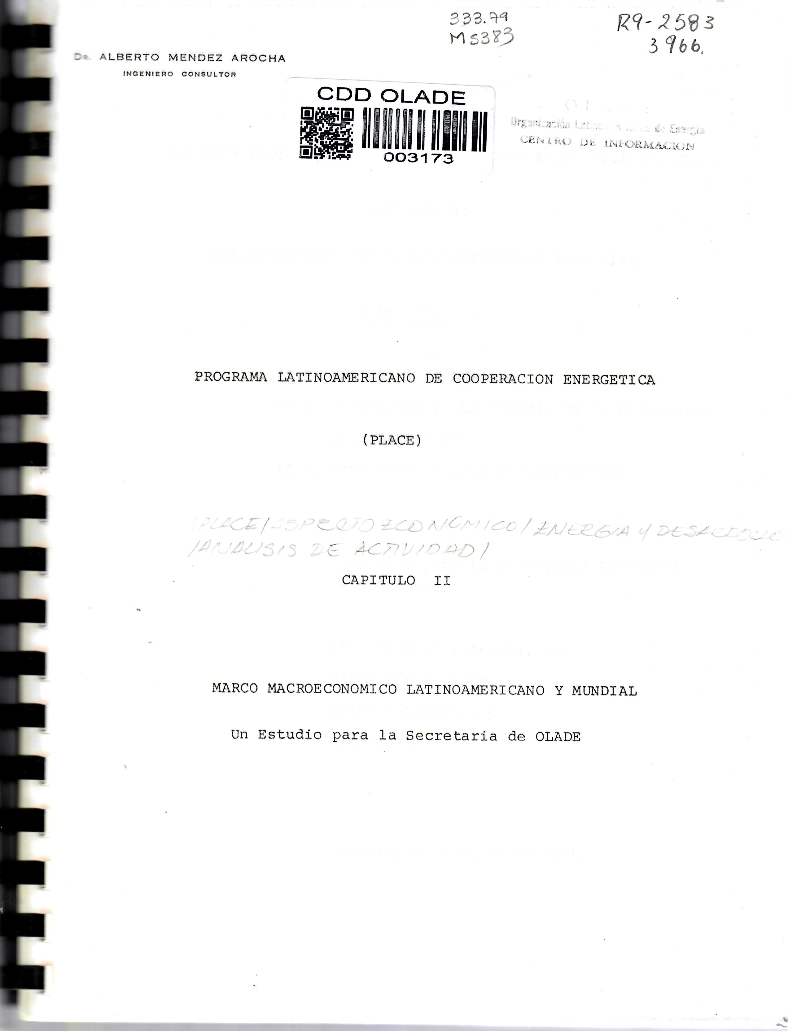 PROGRAMA LATINOAMERICANO DE COOPERACION ENERGETICA (PLACE) CAPITULO II