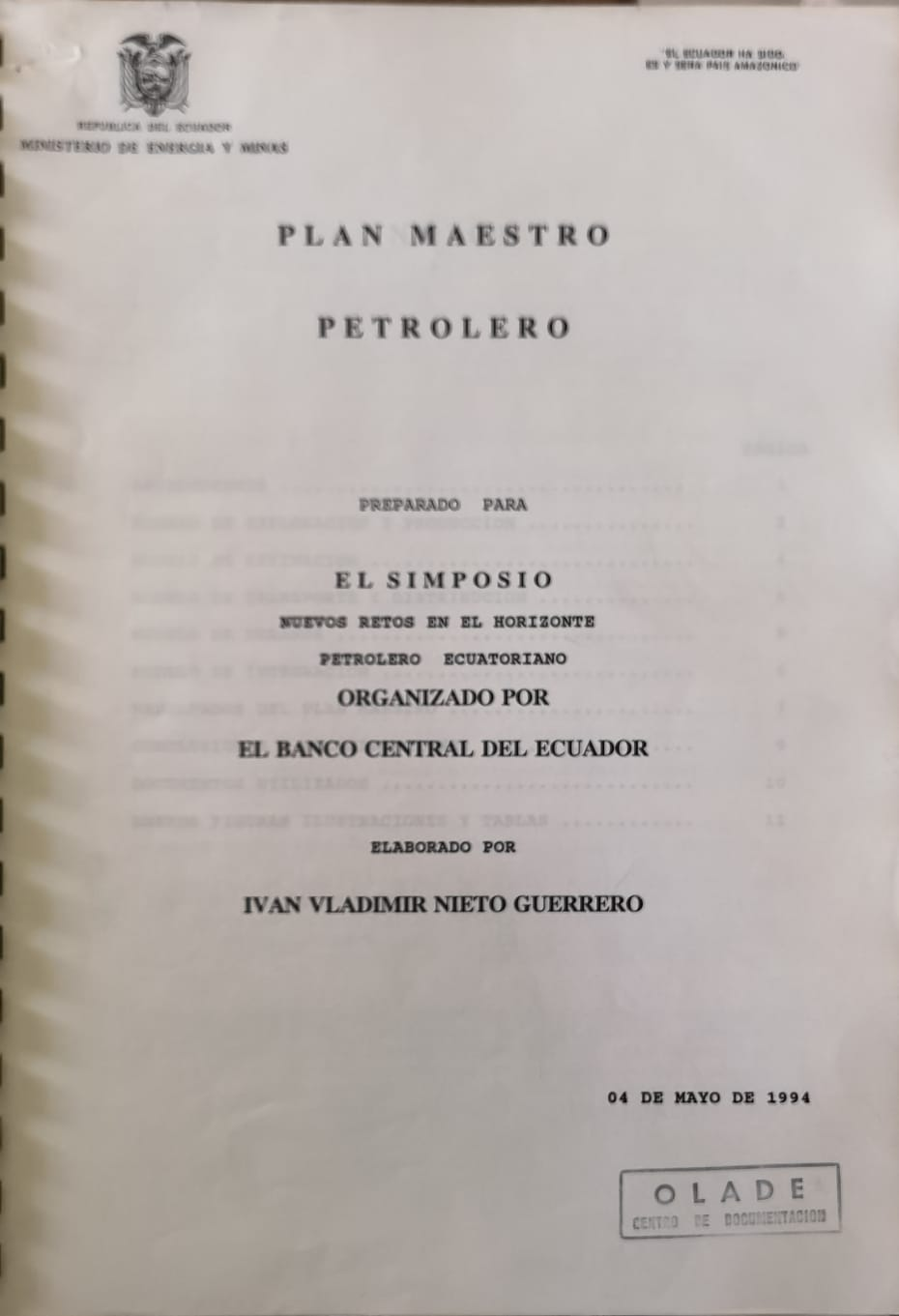 PLAN MAESTRO PETROLERO