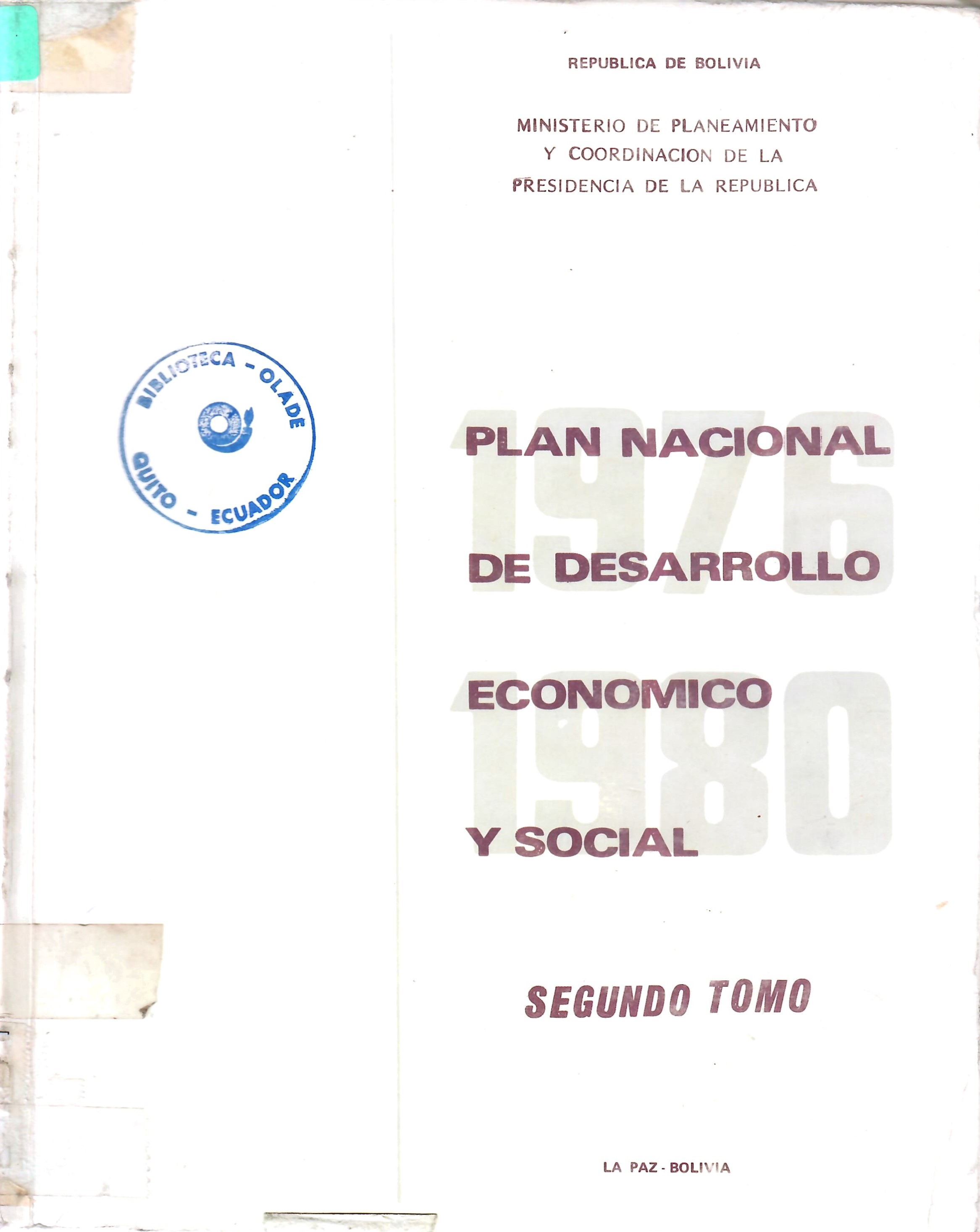 PLAN NACIONAL DE DESARROLLO ECONOMICO Y SOCIAL SEGUNDO TOMO