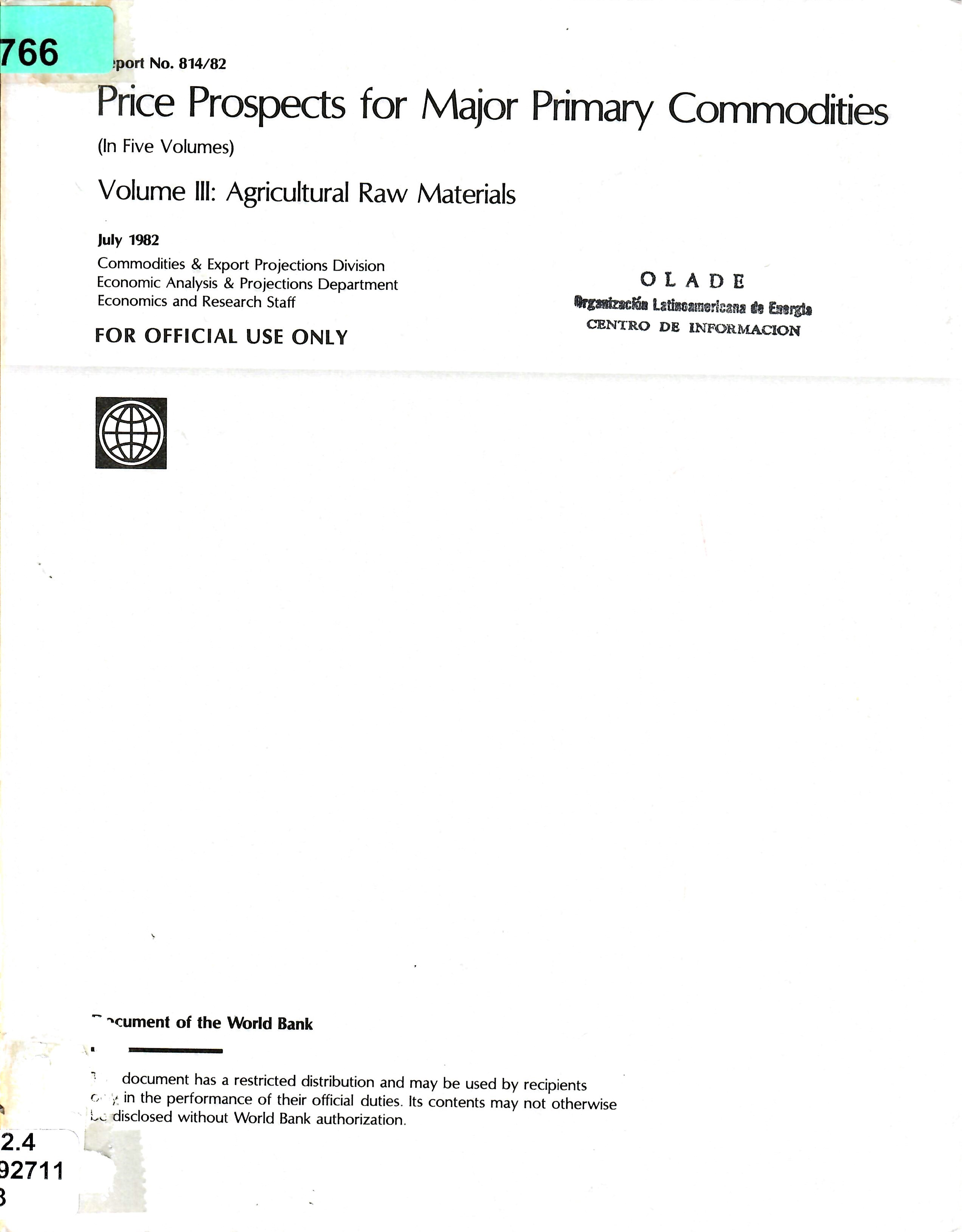 Price Prospects for Major Primary Commodities Volume III: Agricultural Raw Materials