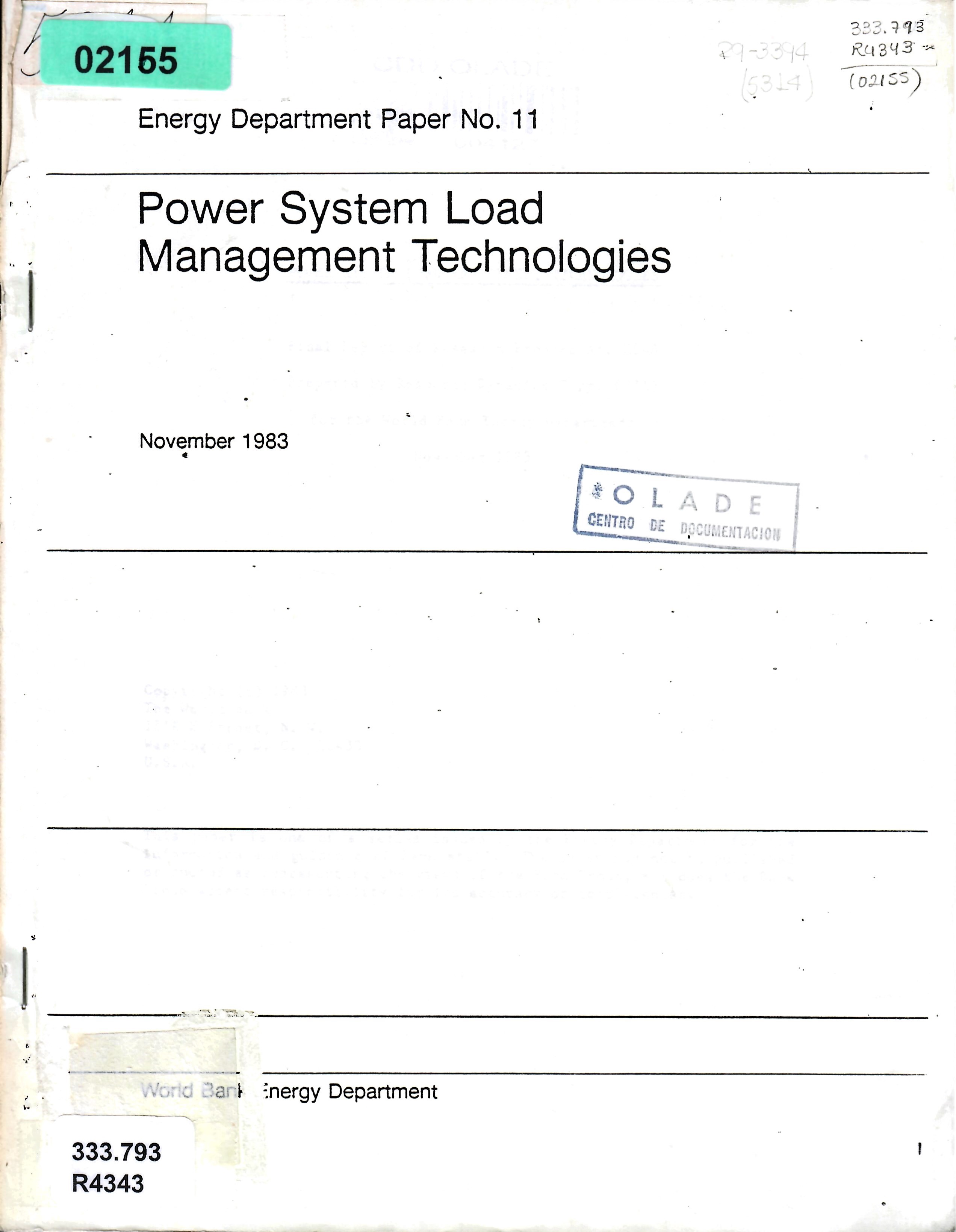 Power System Load Management Technologies