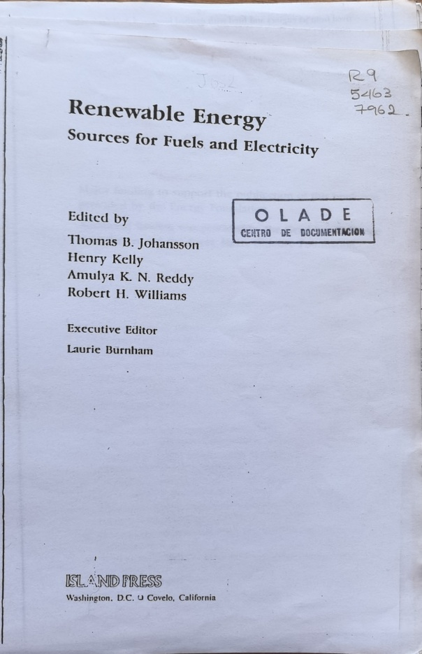 Renewable Energy Sources for Fuels and Electricity