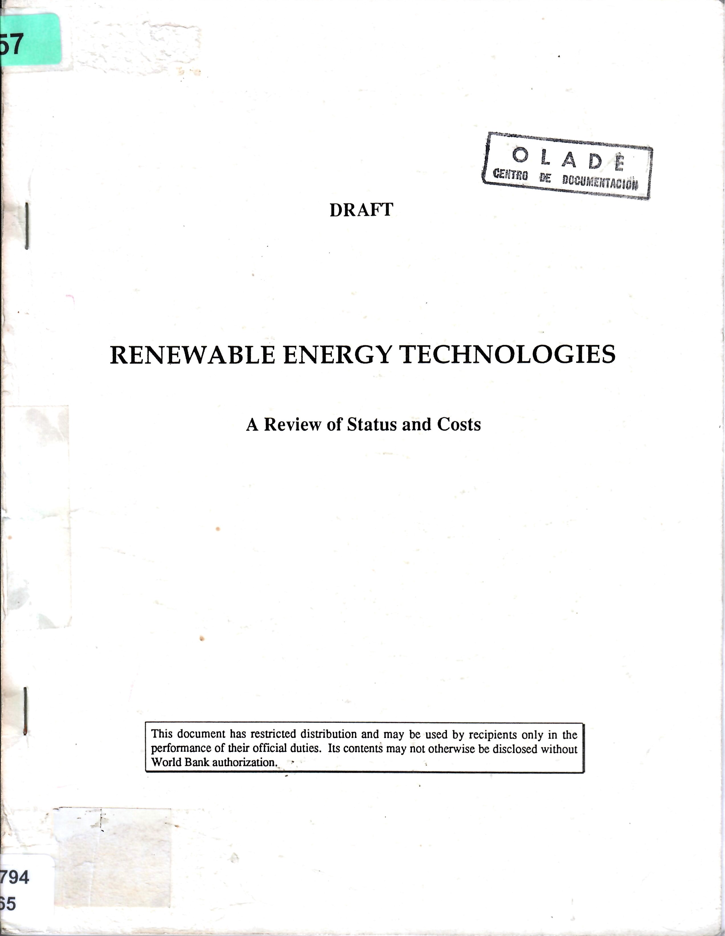 RENEWABLE ENERGY TECHNOLOGIES