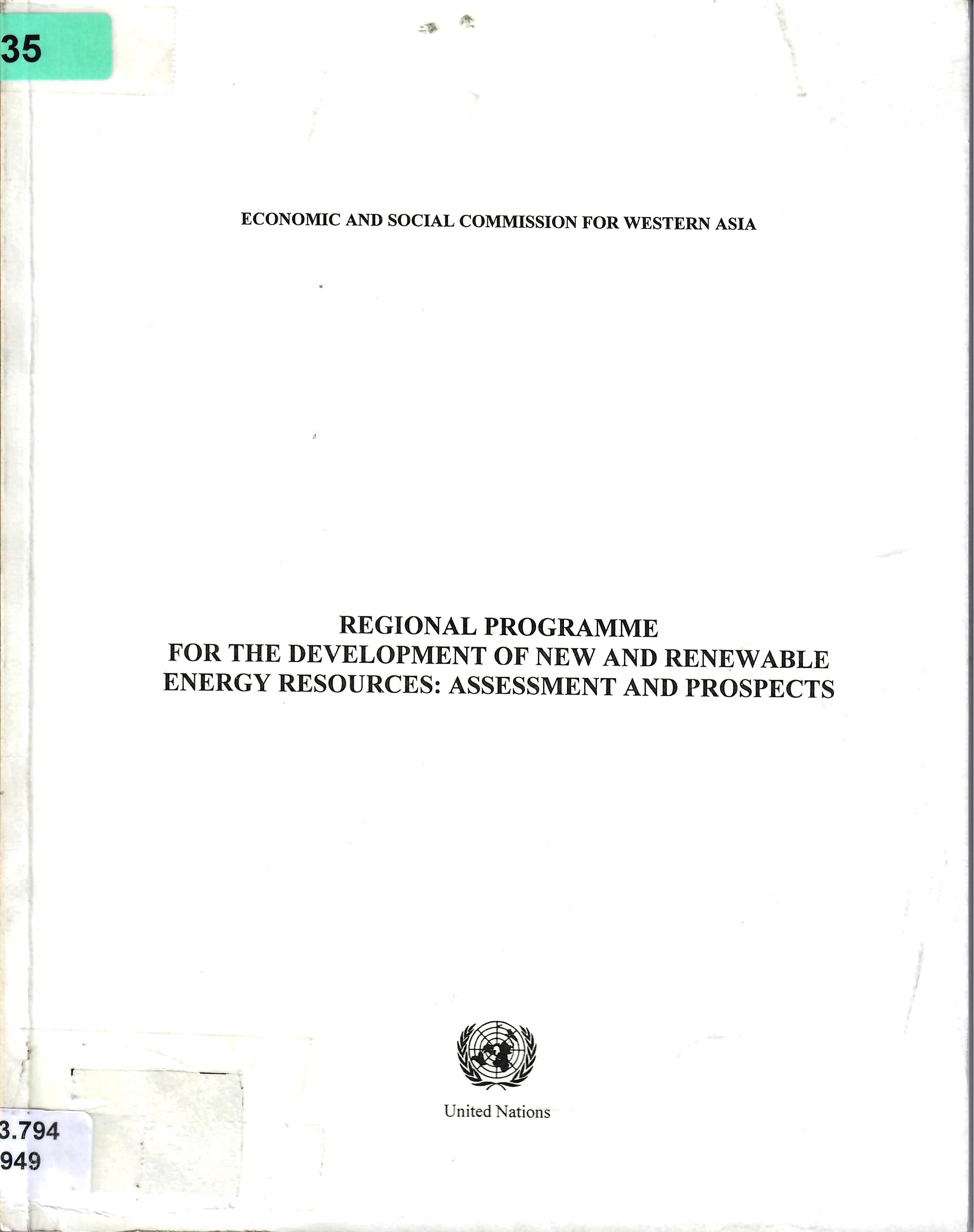 REGIONAL PROGRAMME FOR THE DEVELOPMENT OF NEW AND RENEWABLE ENERGY RESOURCES: ASSESSMENT AND PROSPECTS