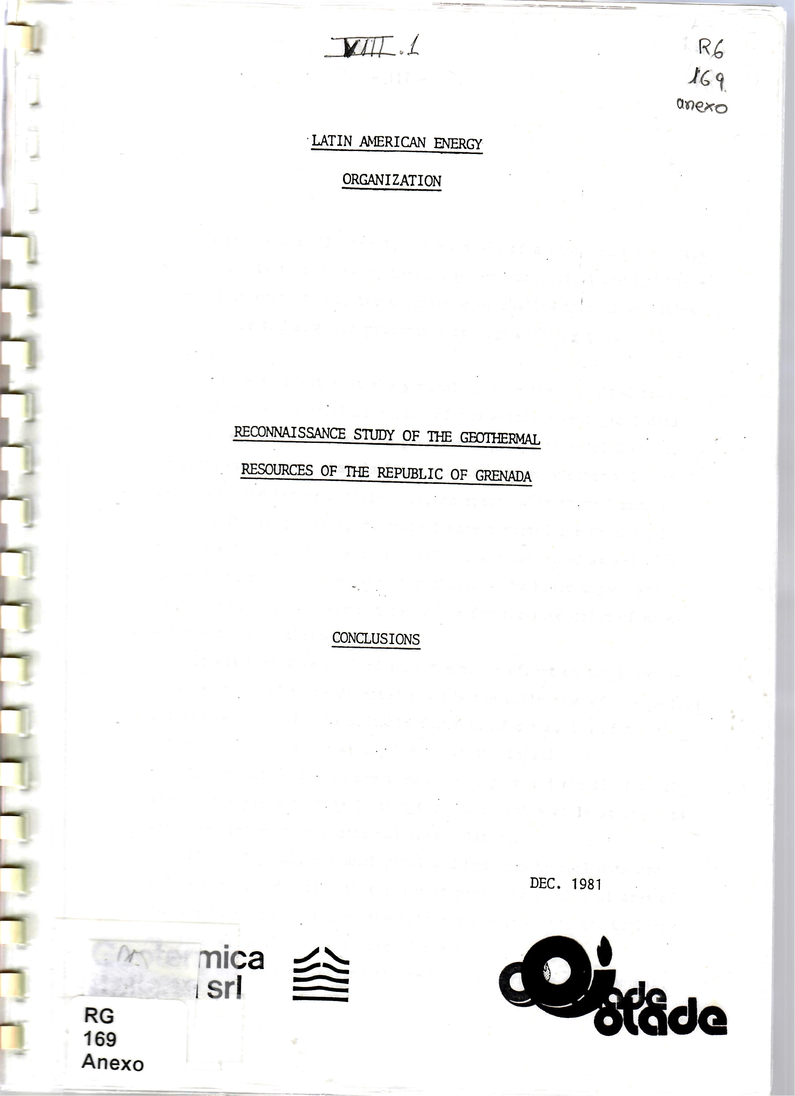 RECONNAISSANCE STUDY OF THE GEOTHERMAL RESOURCES OF THE REPUBLIC OF GRENADA CONCLUSIONS