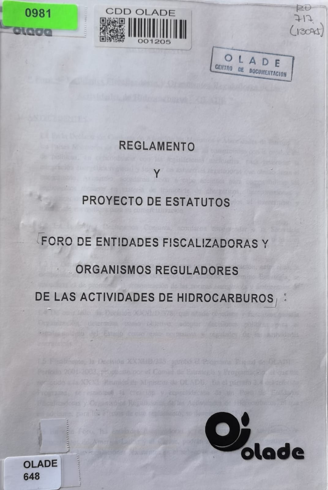 REGLAMENTO Y PROYECTO DE ESTATUTOS FORO DE ENTIDADES FISCALIZADORAS Y ORGANISMOS REGULADORES DE LAS ACTIVIDADES DE HIDROCARBUROS