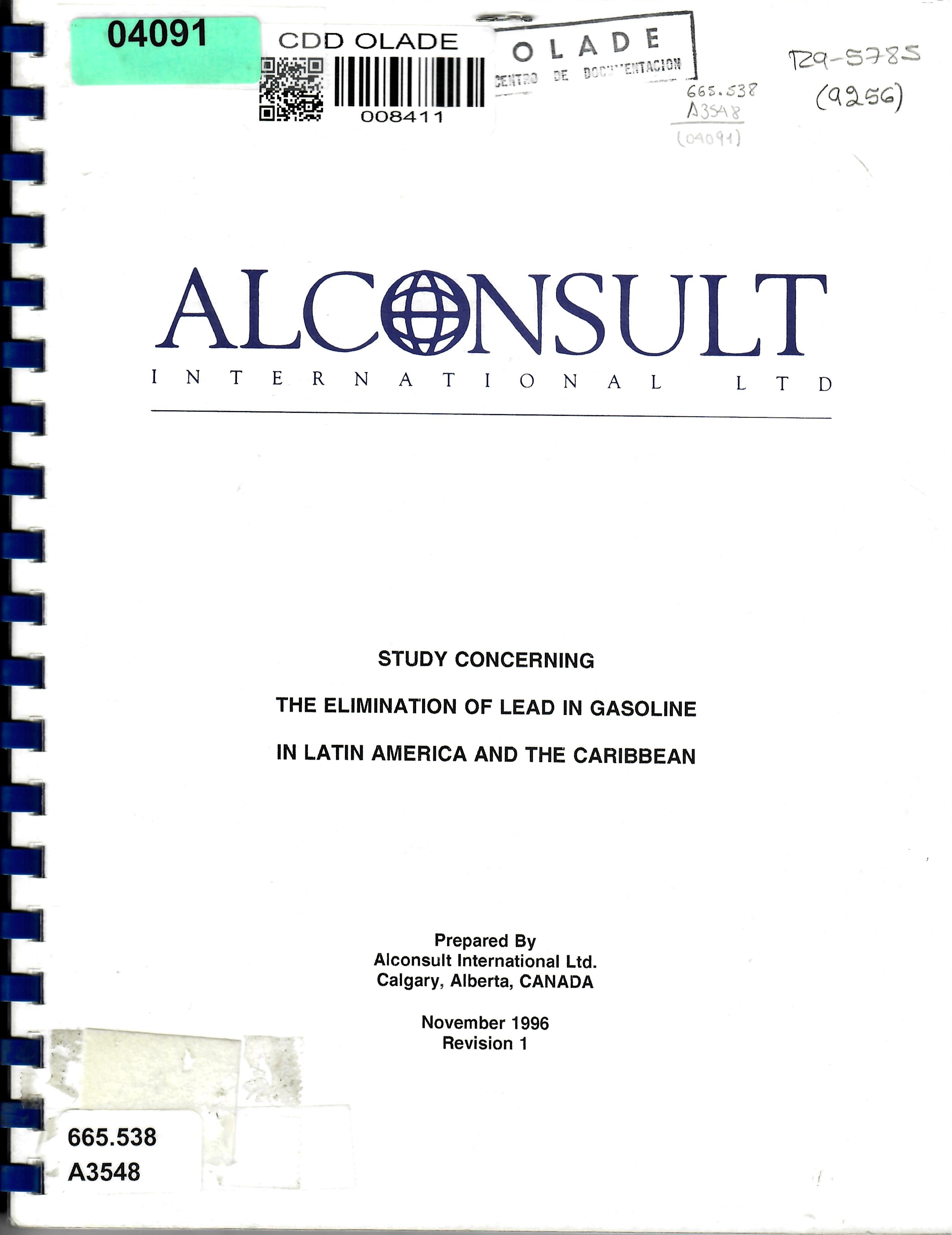 STUDY CONCERNING THE ELIMINATION OF LEAD IN GASOLINE IN LATIN AMERICA AND THE CARIBBEAN