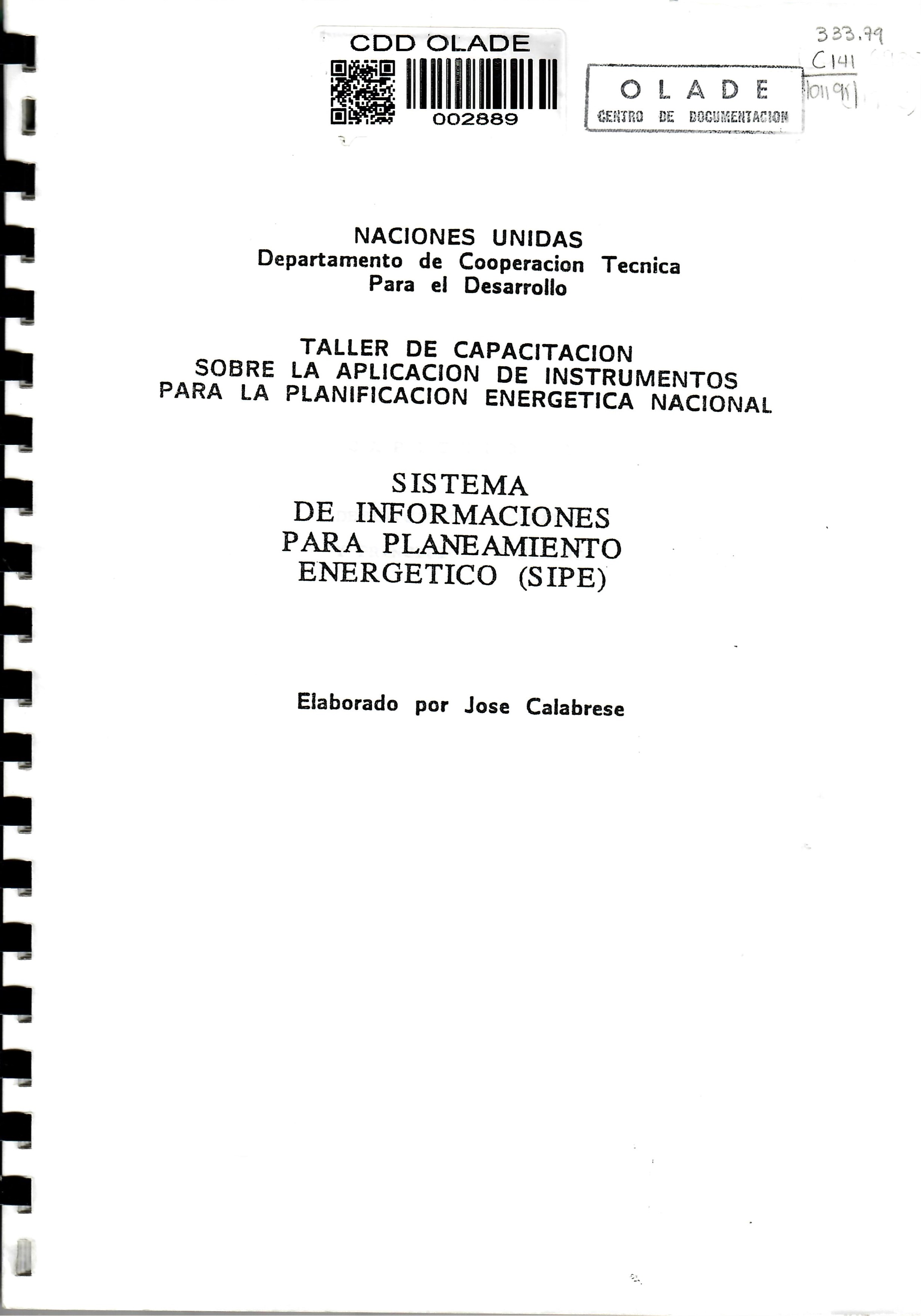 SISTEMA DE INFORMACIONES PARA PLANEAMIENTO ENERGETICO (SIPE)