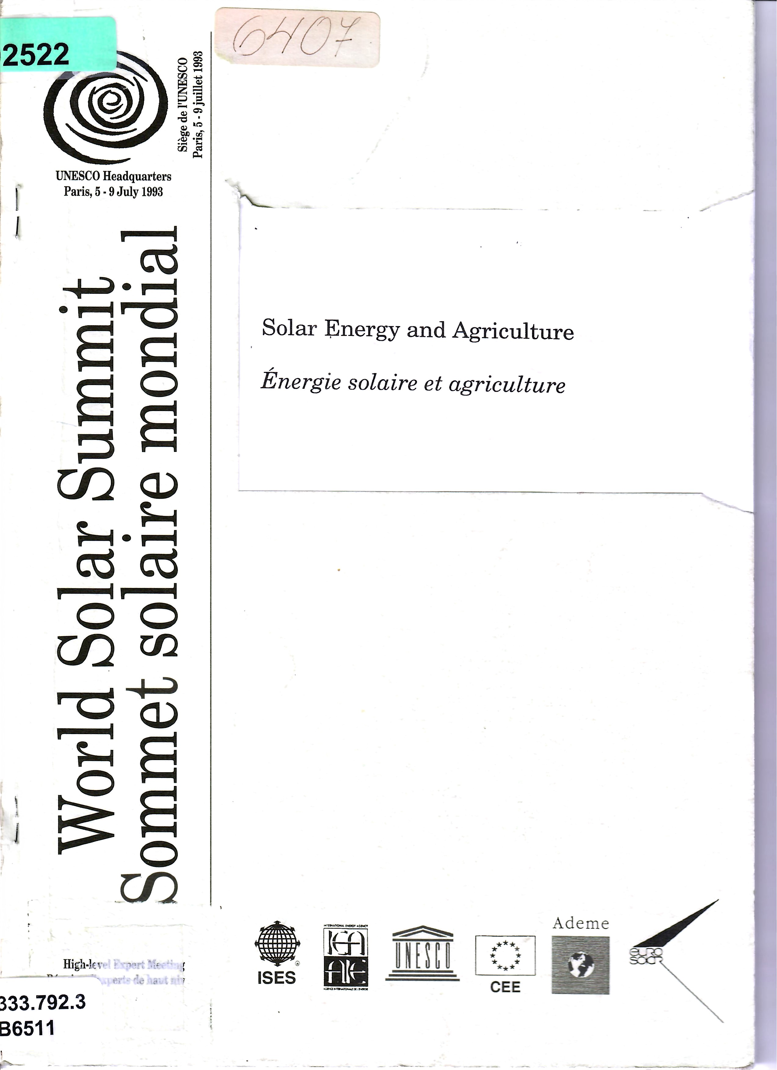Solar Energy and Agriculture Énergie solaire et agriculture