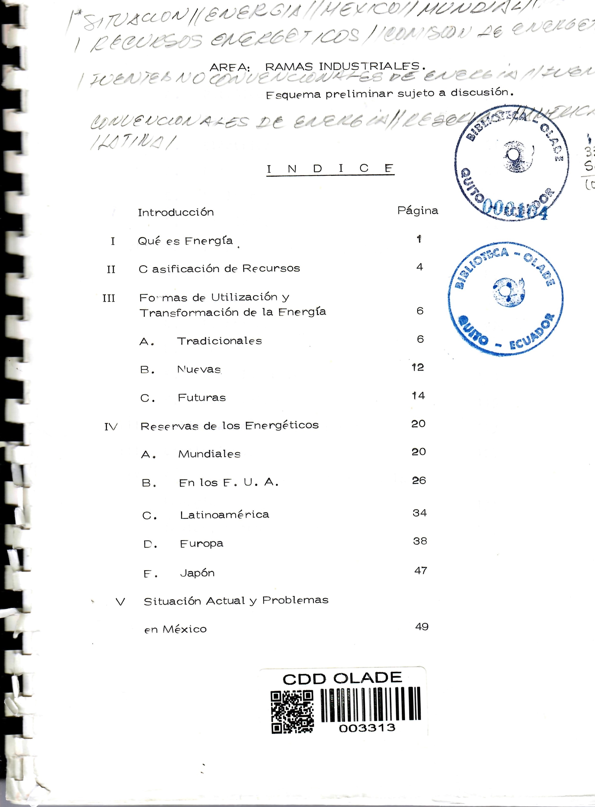 Situación Energetica Nacional y Mundial AREA: RAMAS INDUSTRIALES. Esquema preliminar sujeto a discusión.
