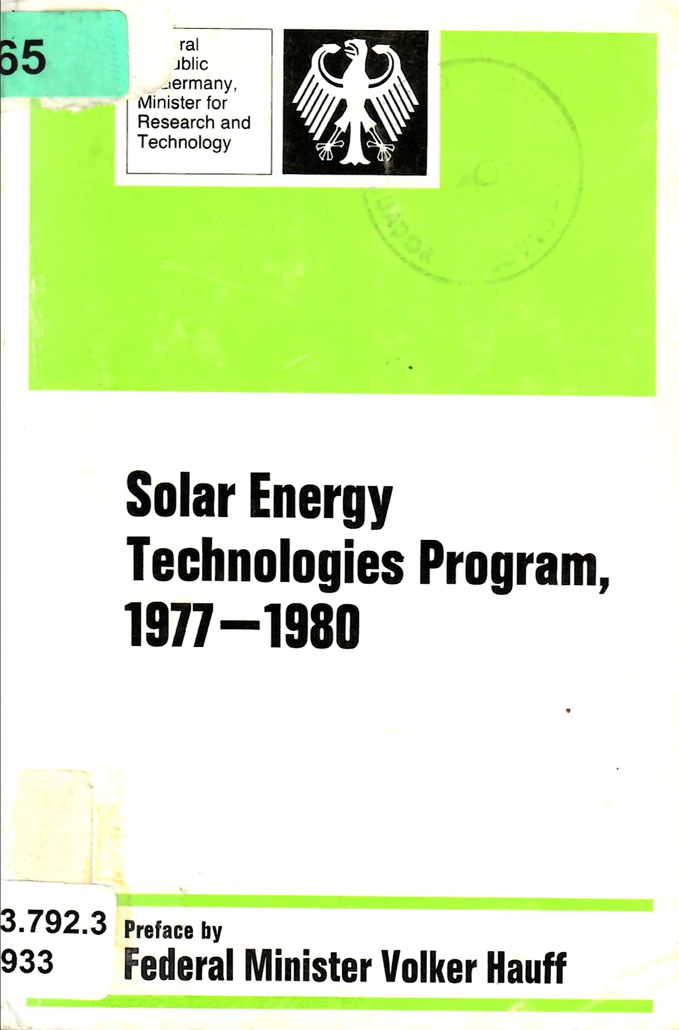 Solar Energy Technologies Program,1977-1980