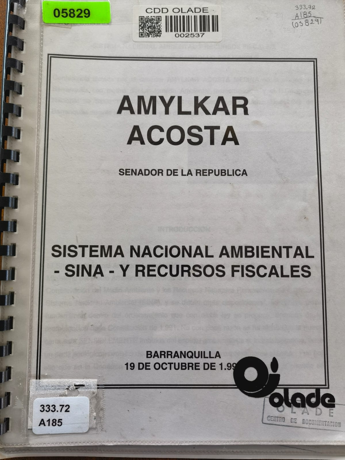 Sistema Nacional Ambiental - SINA - y Recursos Fiscales