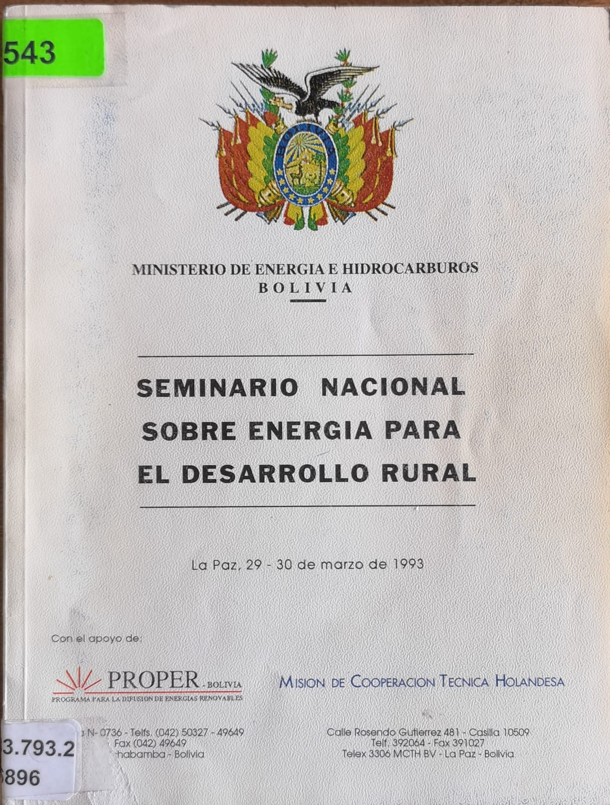 SEMINARIO NACIONAL SOBRE ENERGIA PARA EL DESARROLLO RURAL