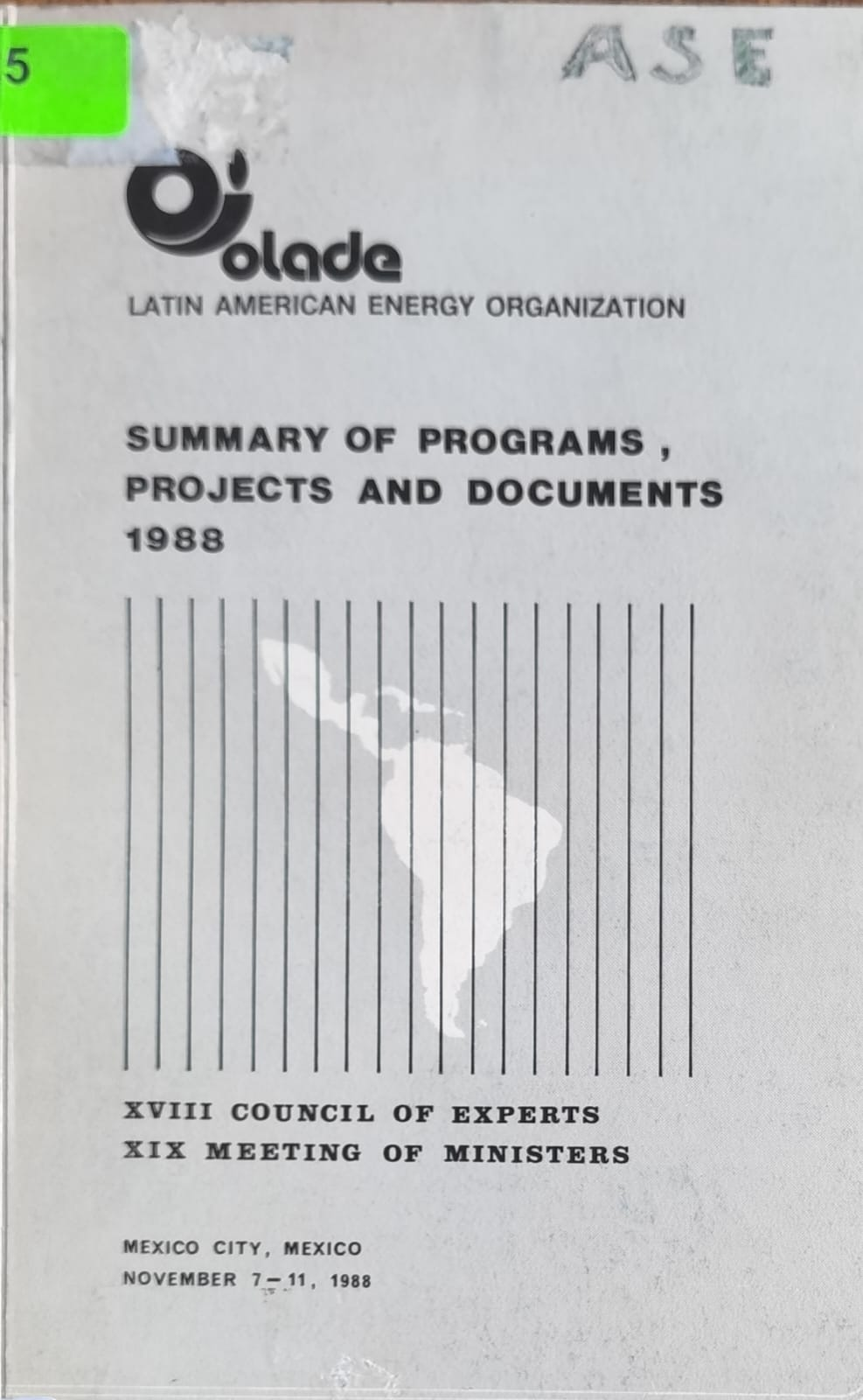 SUMMARY OF PROGRAMS , PROJECTS AND DOCUMENTS 1988