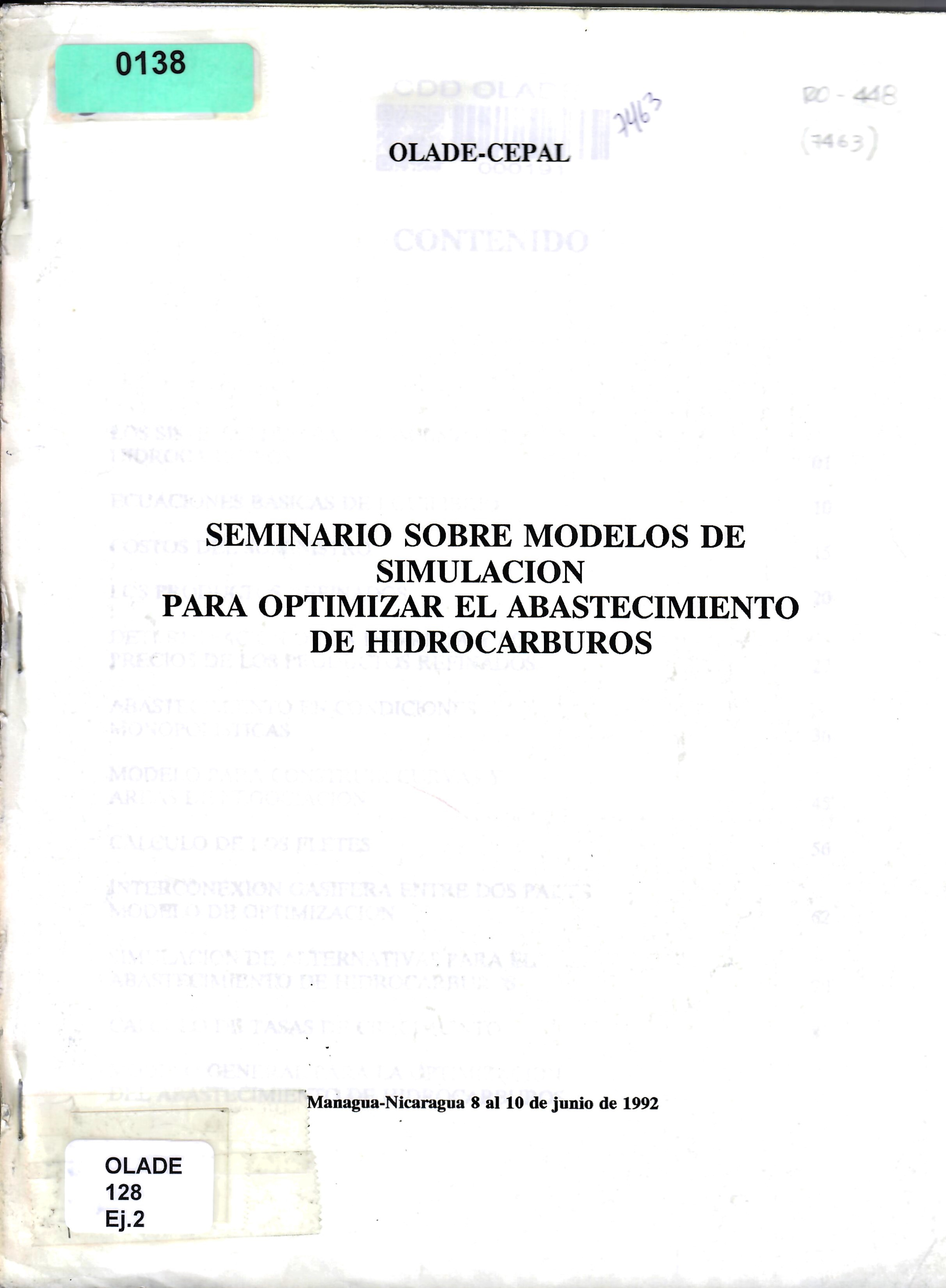 SEMINARIO SOBRE MODELOS DE SIMULACION PARA OPTIMIZAR EL ABASTECIMIENTO DE HIDROCARBUROS