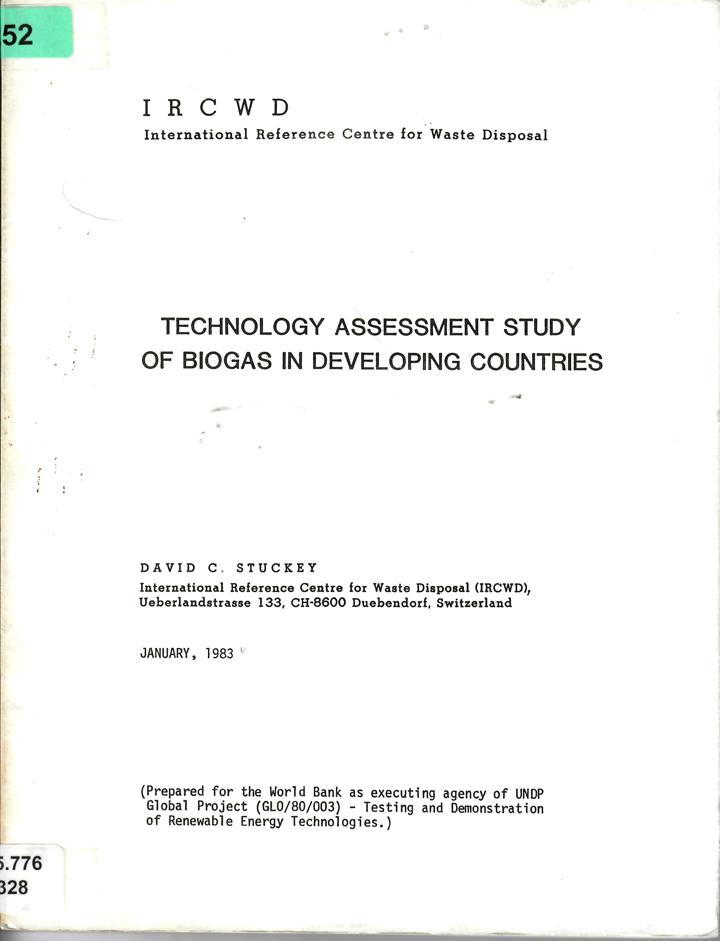 TECHNOLOGY ASSESSMENT STUDY OF BIOGAS IN DEVELOPING COUNTRIES