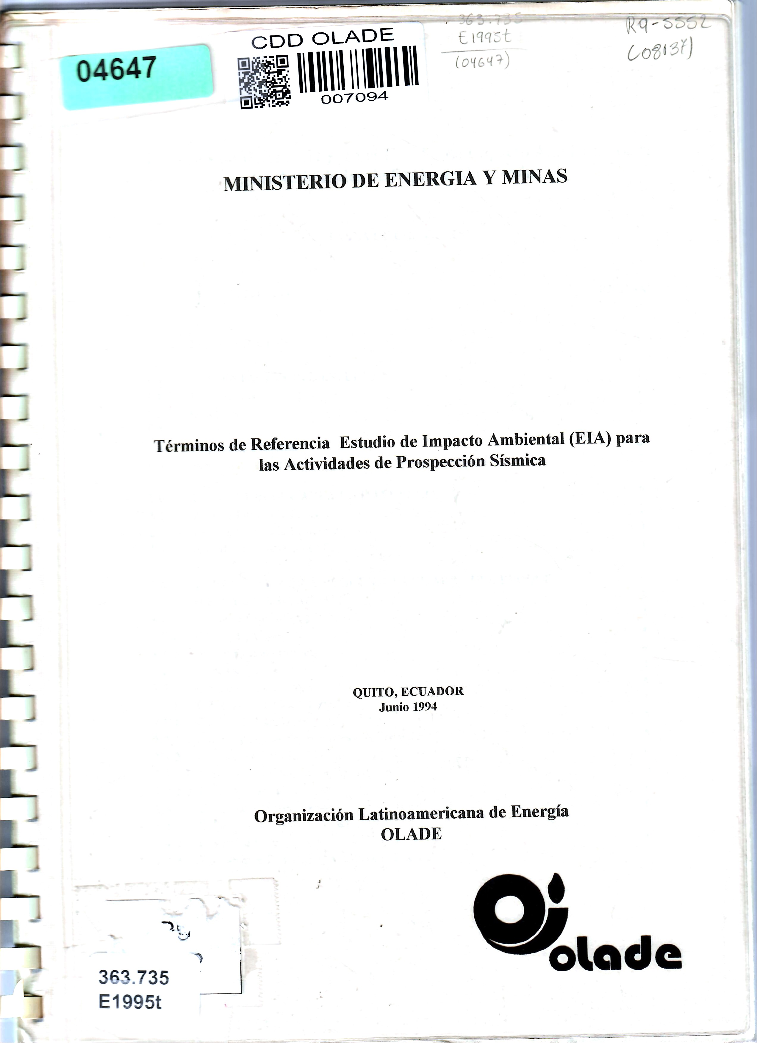 Términos de Referencia Estudio de Impacto Ambiental (EIA) para las Actividades de Prospección Sísmica